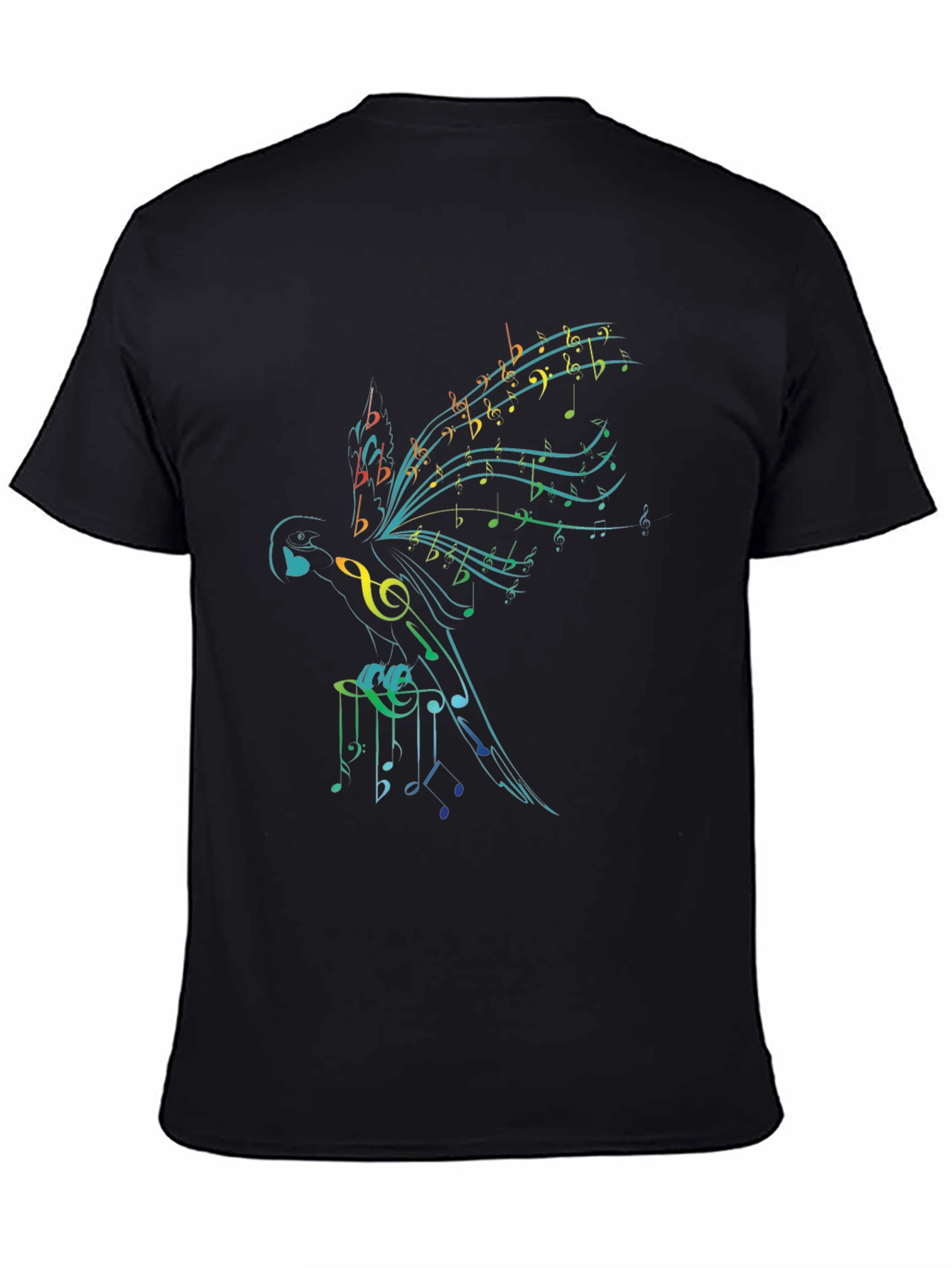 Black Musical Parrot Graphic T-Shirt - Unique Design view 4