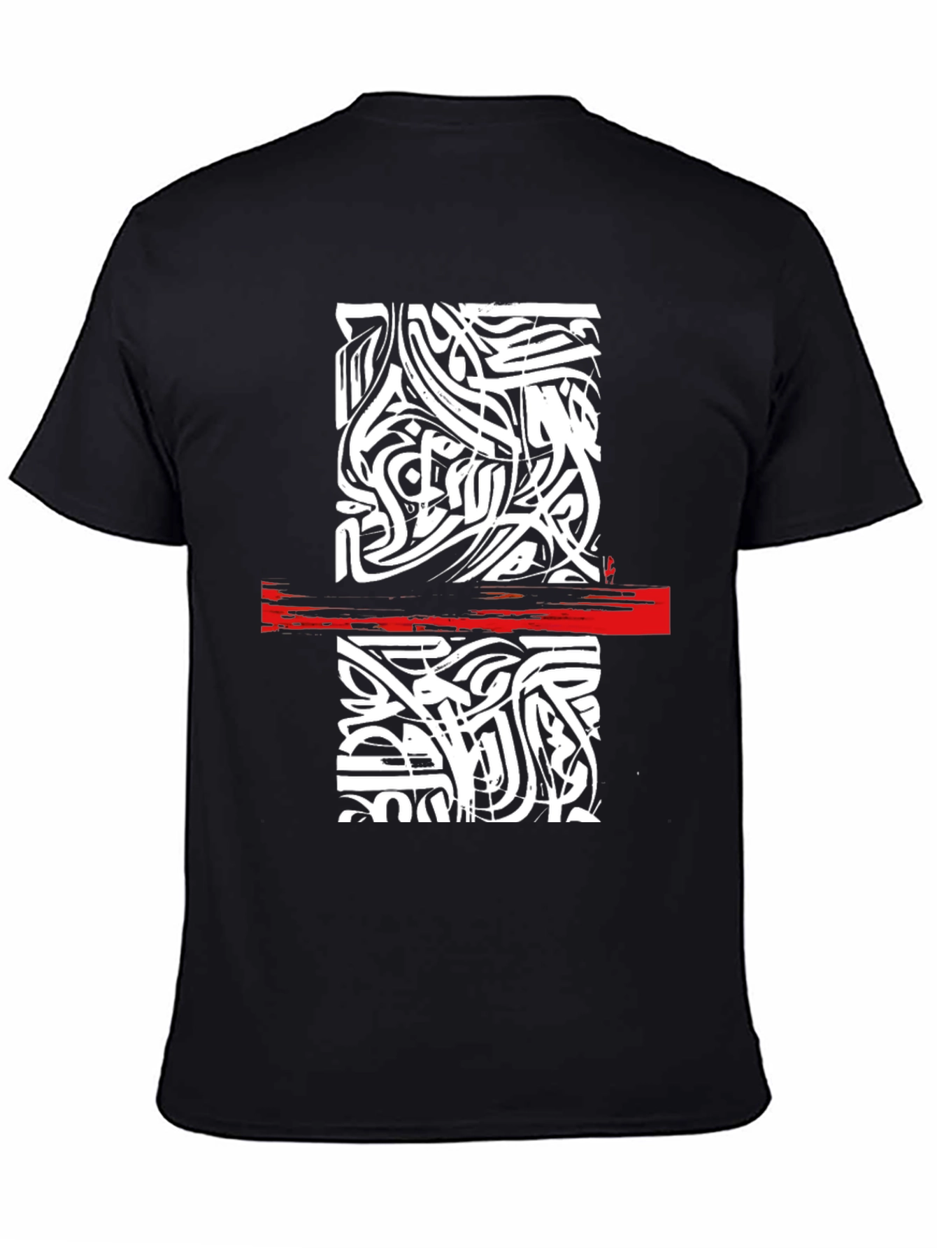 Black Abstract Graphic Print Black T-Shirt view 4