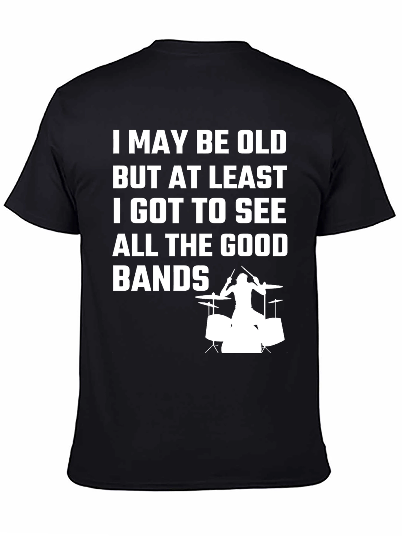 Black Funny Old Drummer T-Shirt - Good Bands view 4