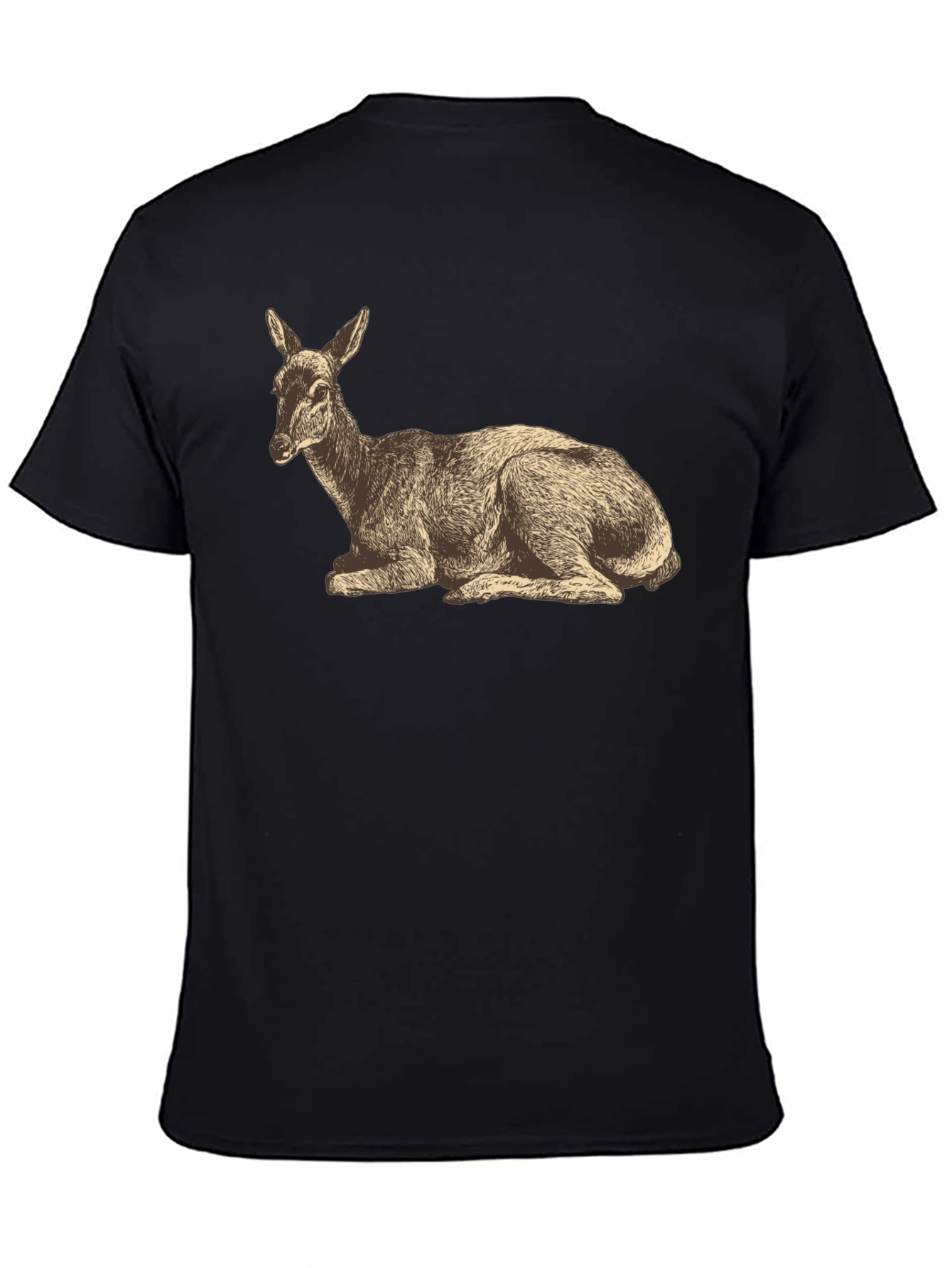Black Vintage Deer Graphic T-Shirt - Black view 4