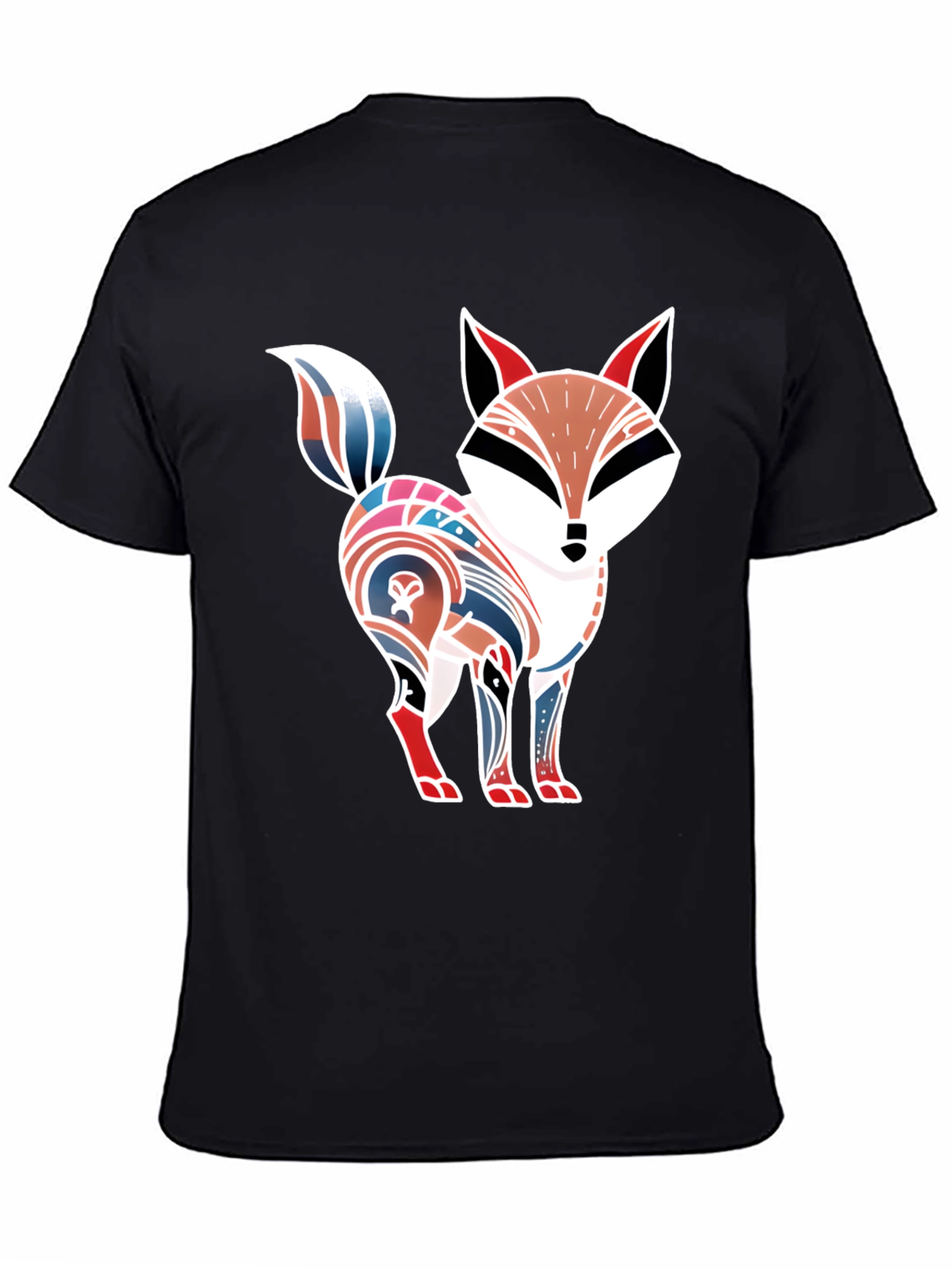 Black Stylized Fox Graphic Tee - Unique Design view 4