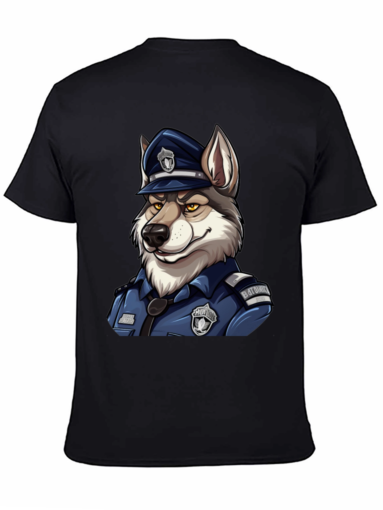 Black Wolf Cop Graphic T-Shirt - Black view 4