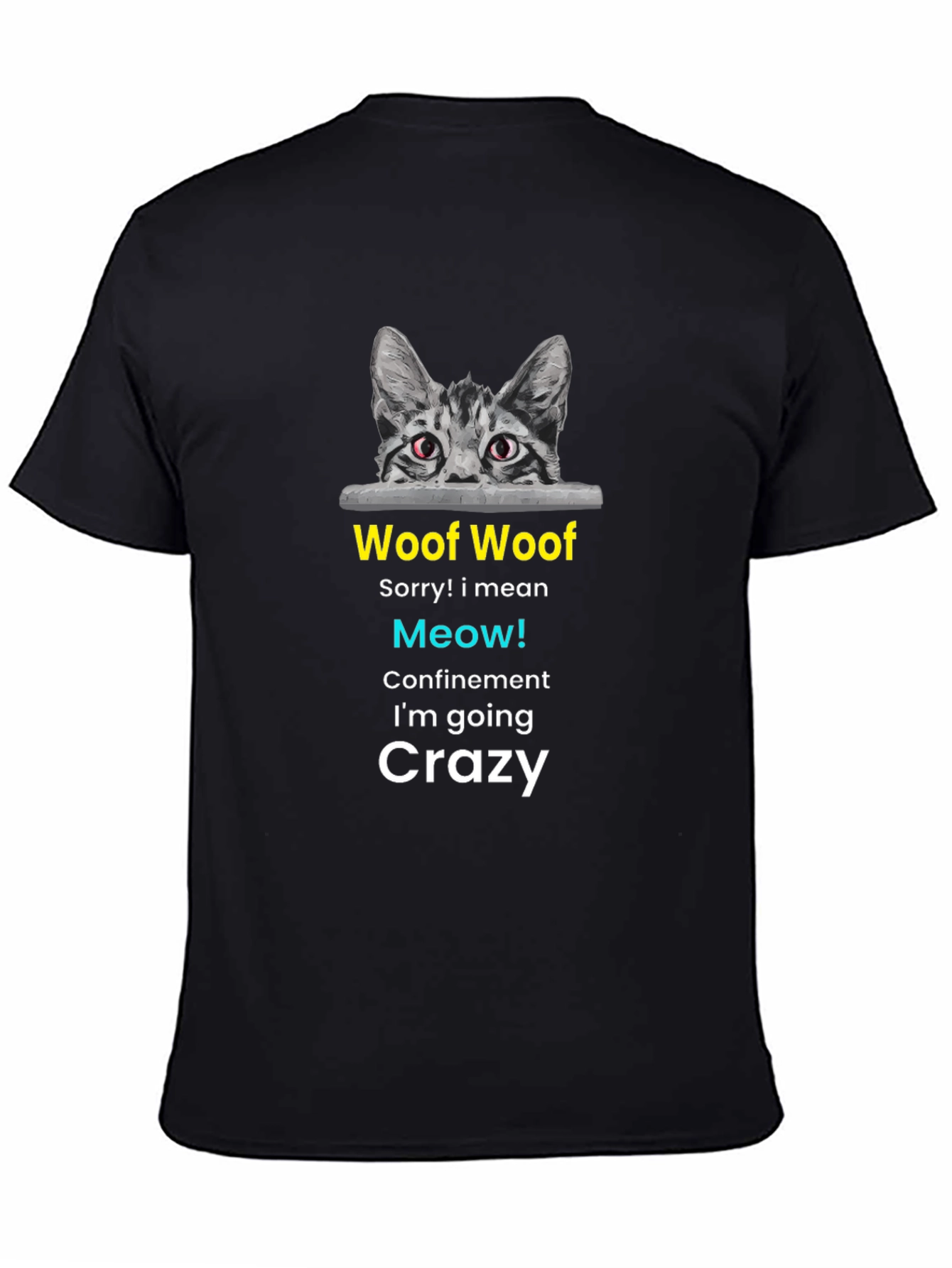 Black Woof Woof Meow Cat Black T-Shirt view 4