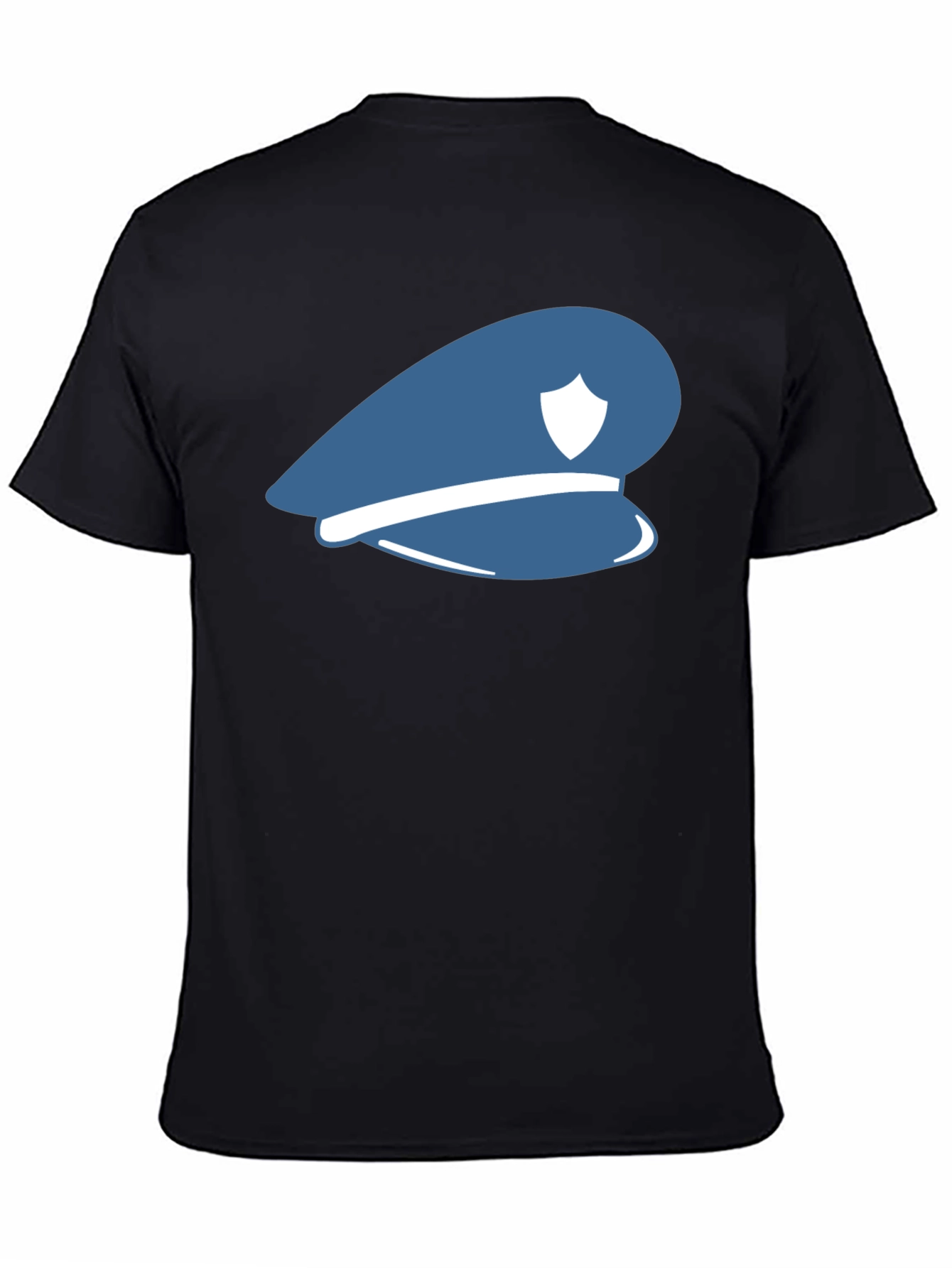 Black Blue Police Hat Graphic T-Shirt - Stylish Cotton Tee view 4
