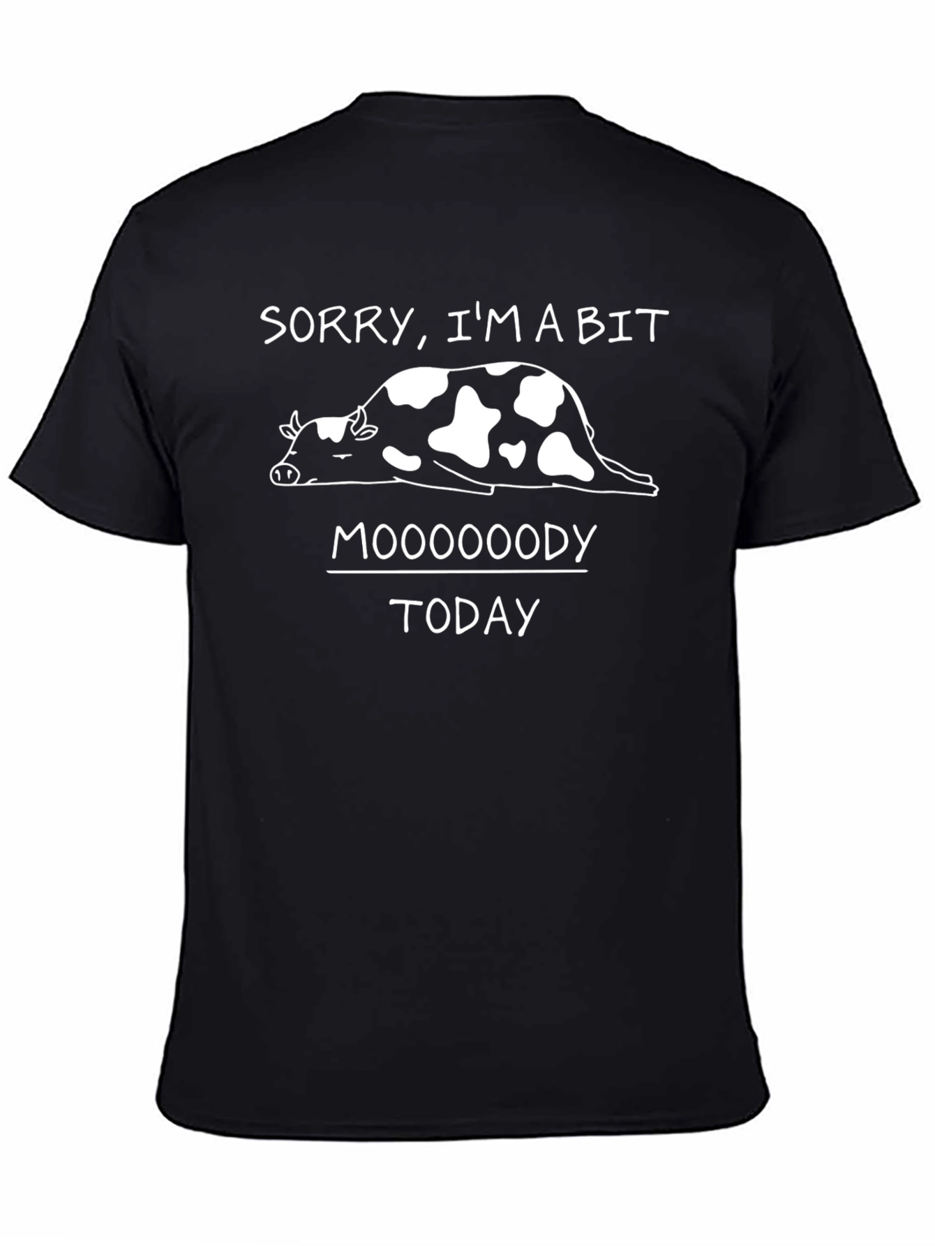 Black "Mooooody" Graphic Tee - Funny Cow T-Shirt view 4