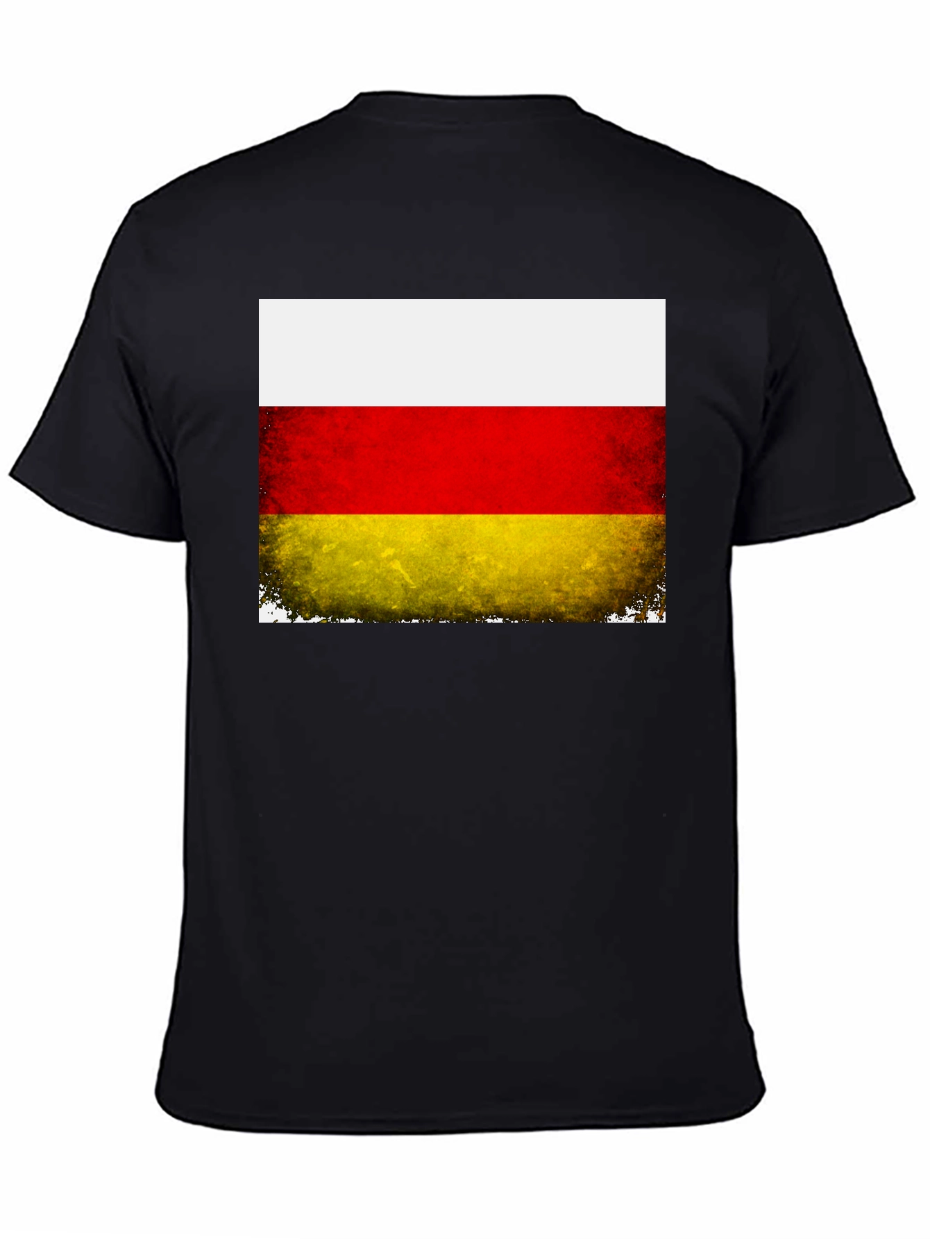 Black Ossetia Flag Distressed Black T-Shirt view 4