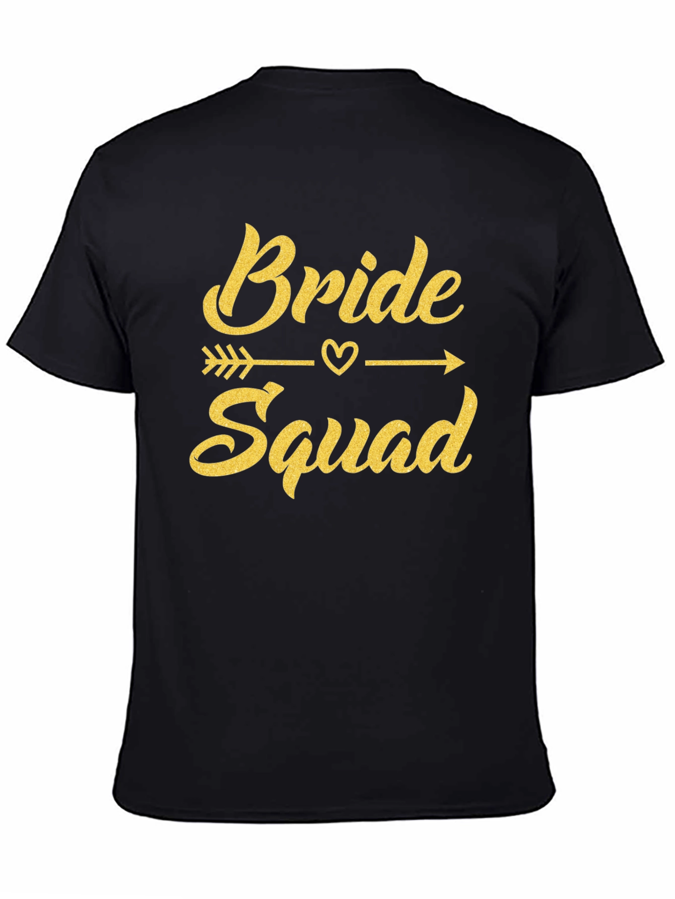 Black Bride Squad T-Shirt - Gold Glitter Print Bridal Party Tee view 4