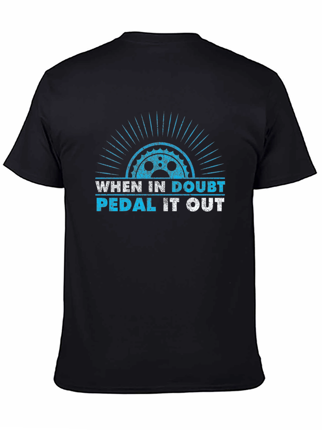 Black When In Doubt Pedal It Out Black T-Shirt view 4