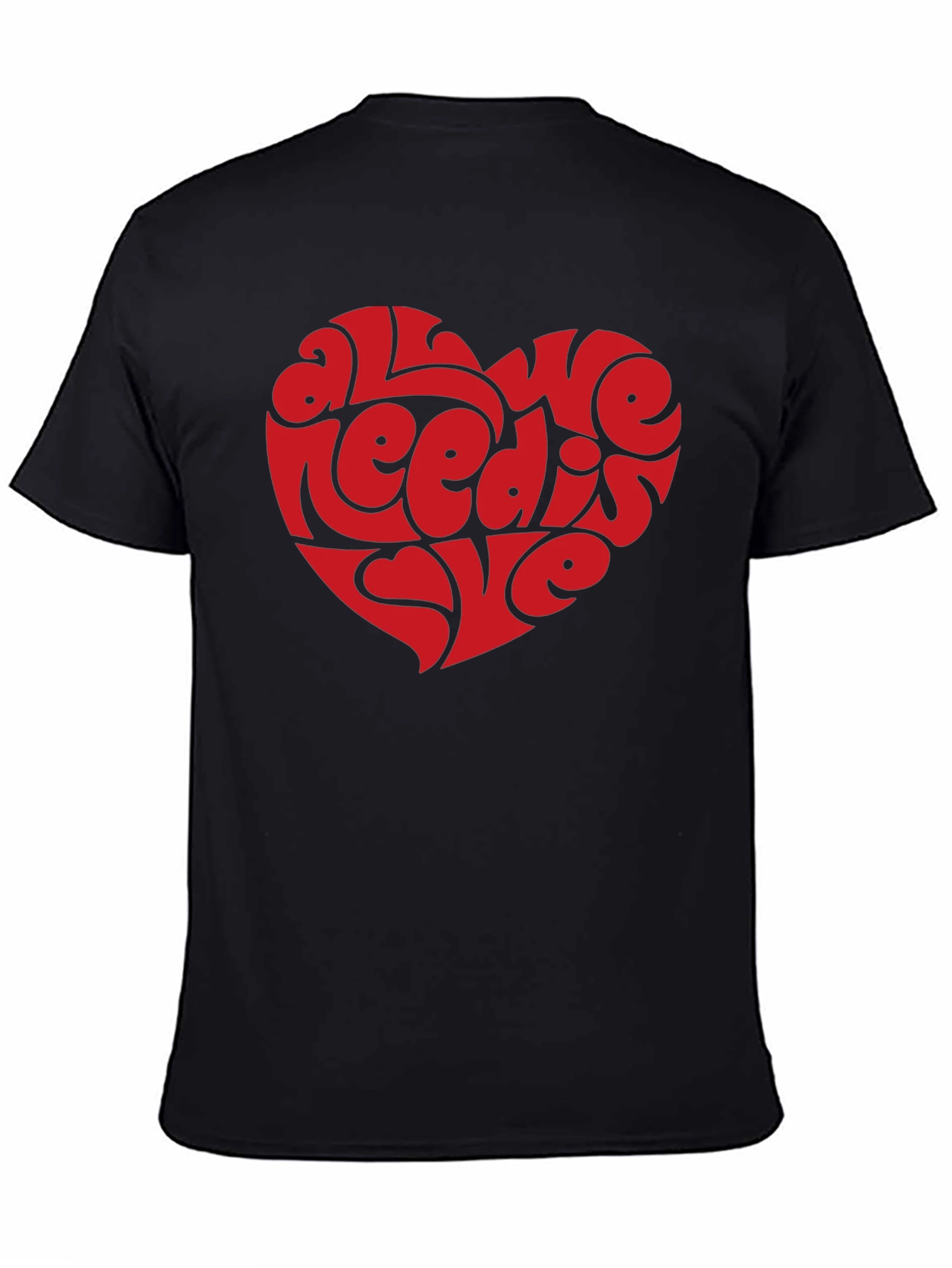 Black All You Need Is Love Heart Graphic Tee - Black view 4