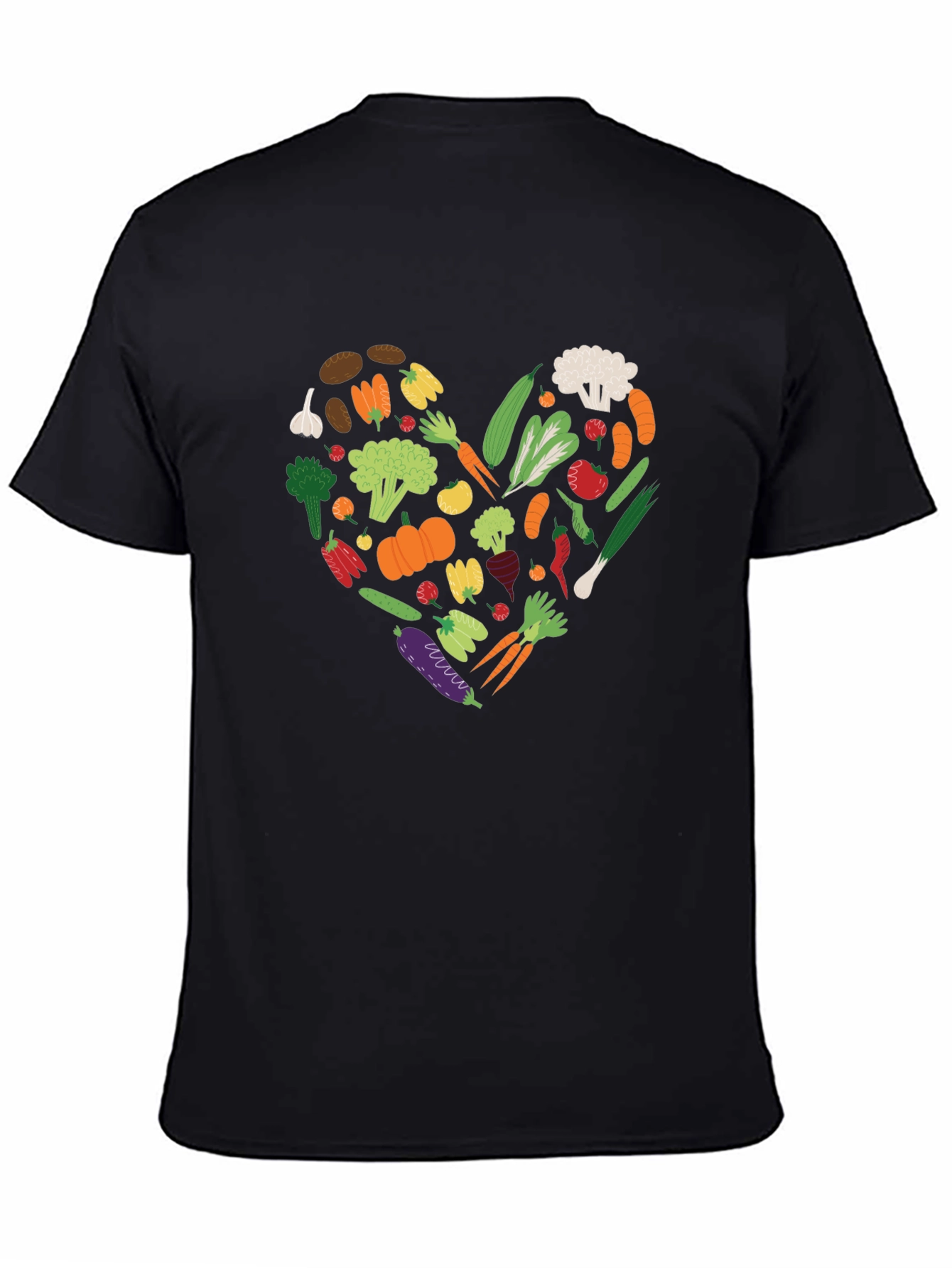 Black Vegan Heart T-Shirt - Eat Your Veggies! view 4
