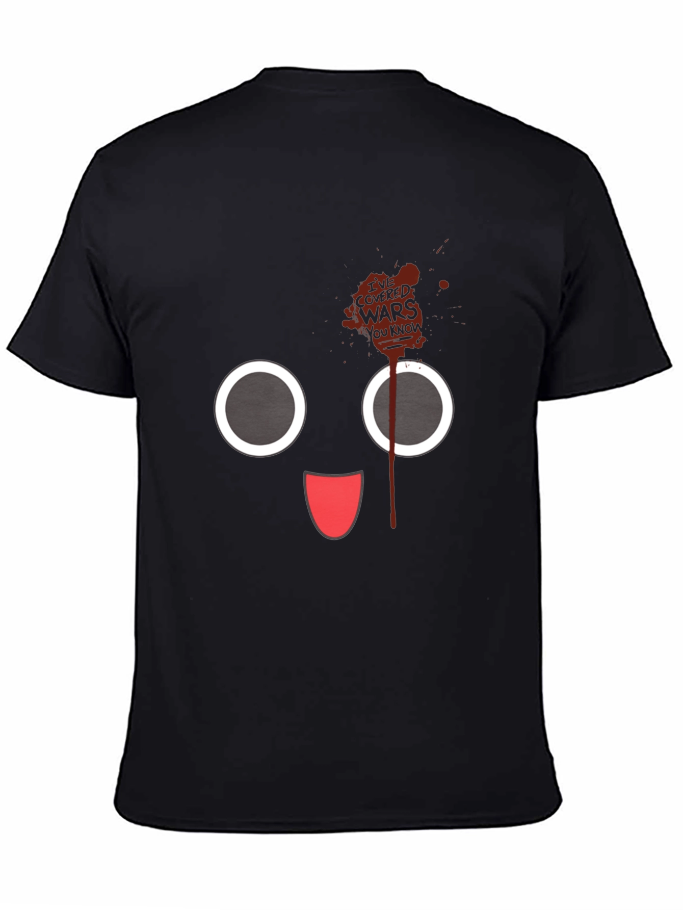 Black Funny Cartoon Face Black T-Shirt view 4