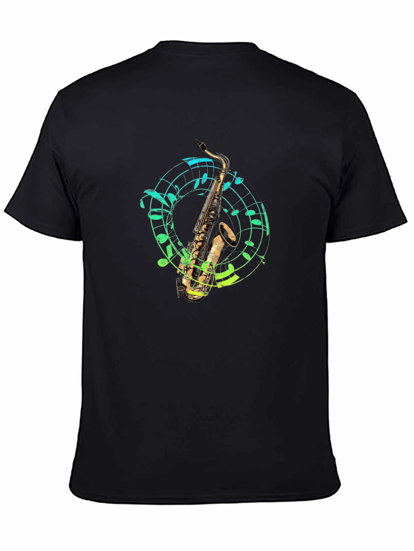 Black Saxophone Music T-Shirt - Cool Graphic Tee view 4