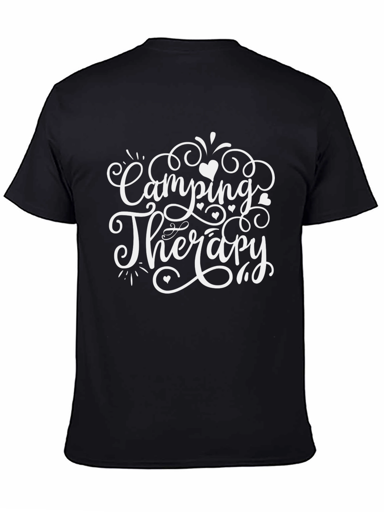 Black Camping Therapy T-Shirt - Black Graphic Tee view 4