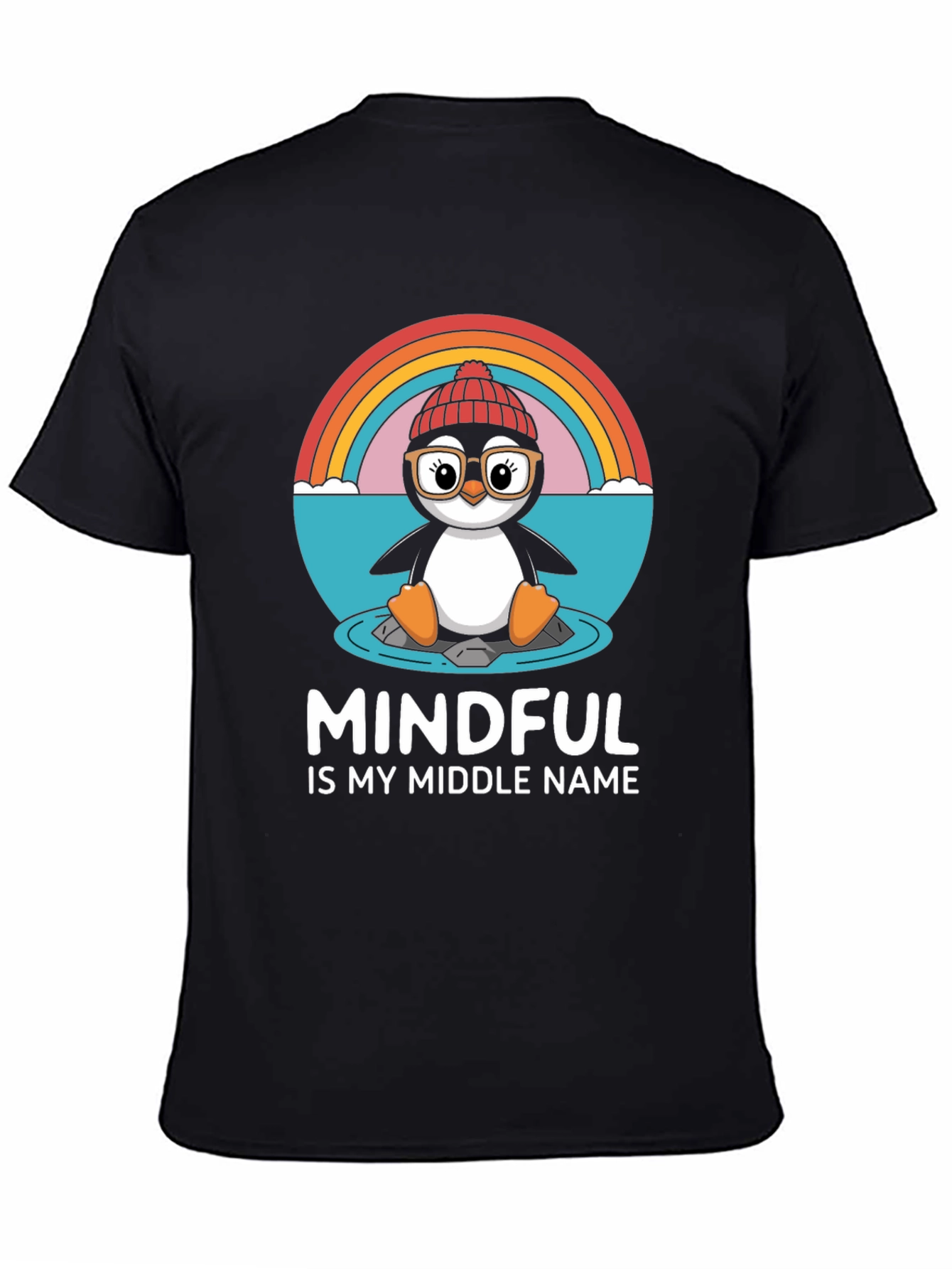 Black Mindful Penguin T-Shirt - Cute & Comfy Tee view 4