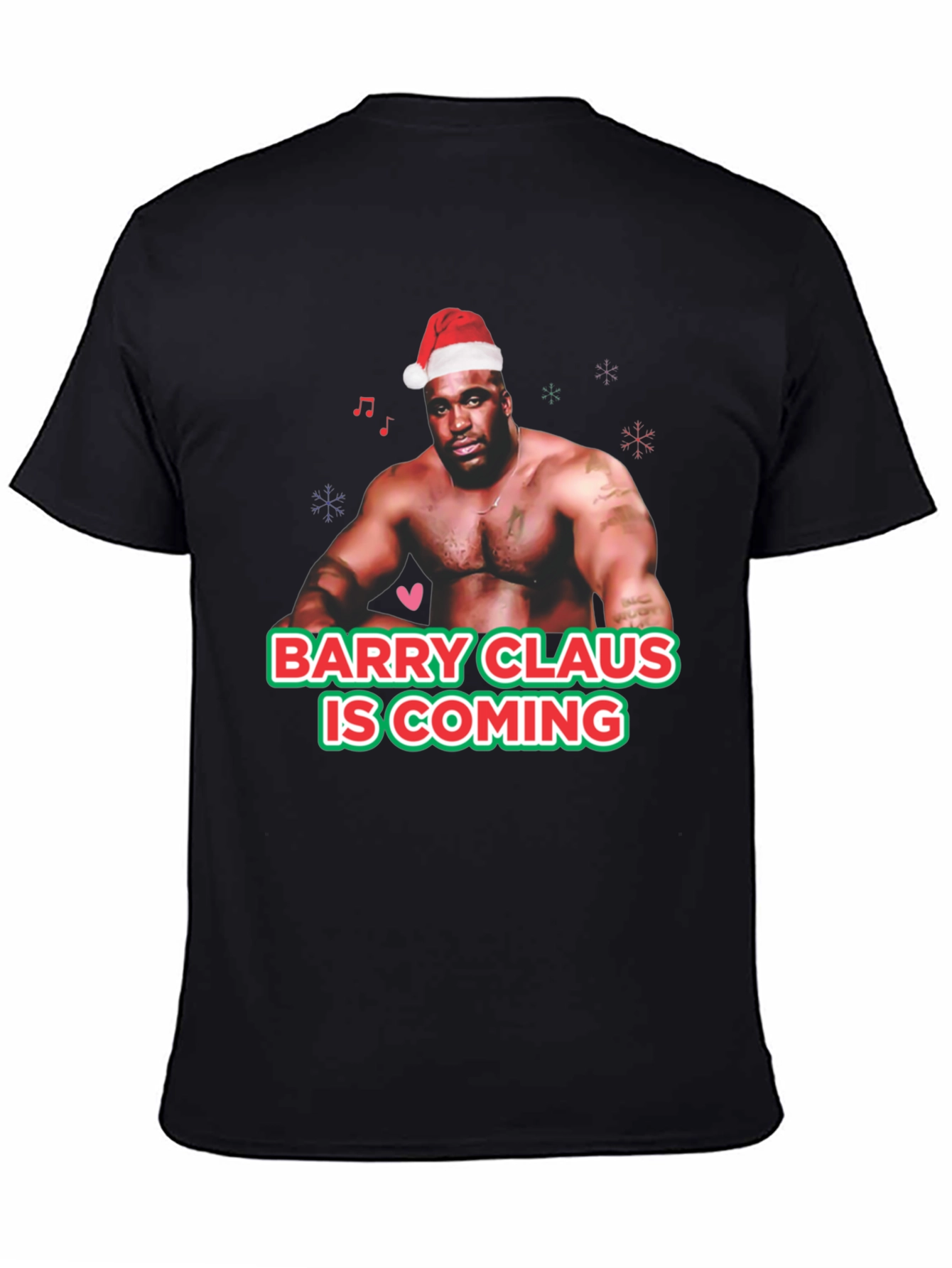 Black Barry Claus T-Shirt - Christmas Fun view 4