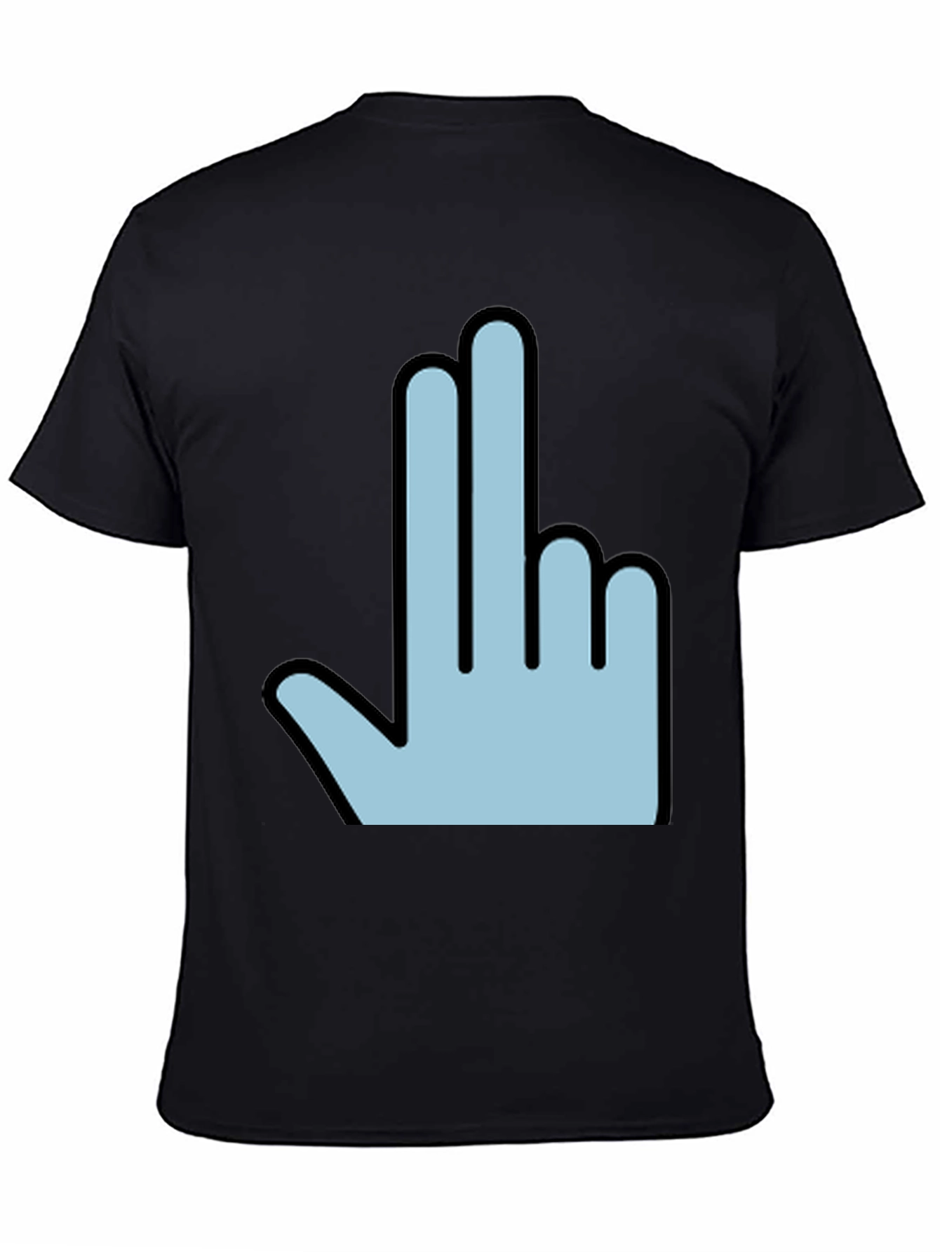 Black Funny Hand Gesture Graphic Print Men's Black T-Shirt view 4