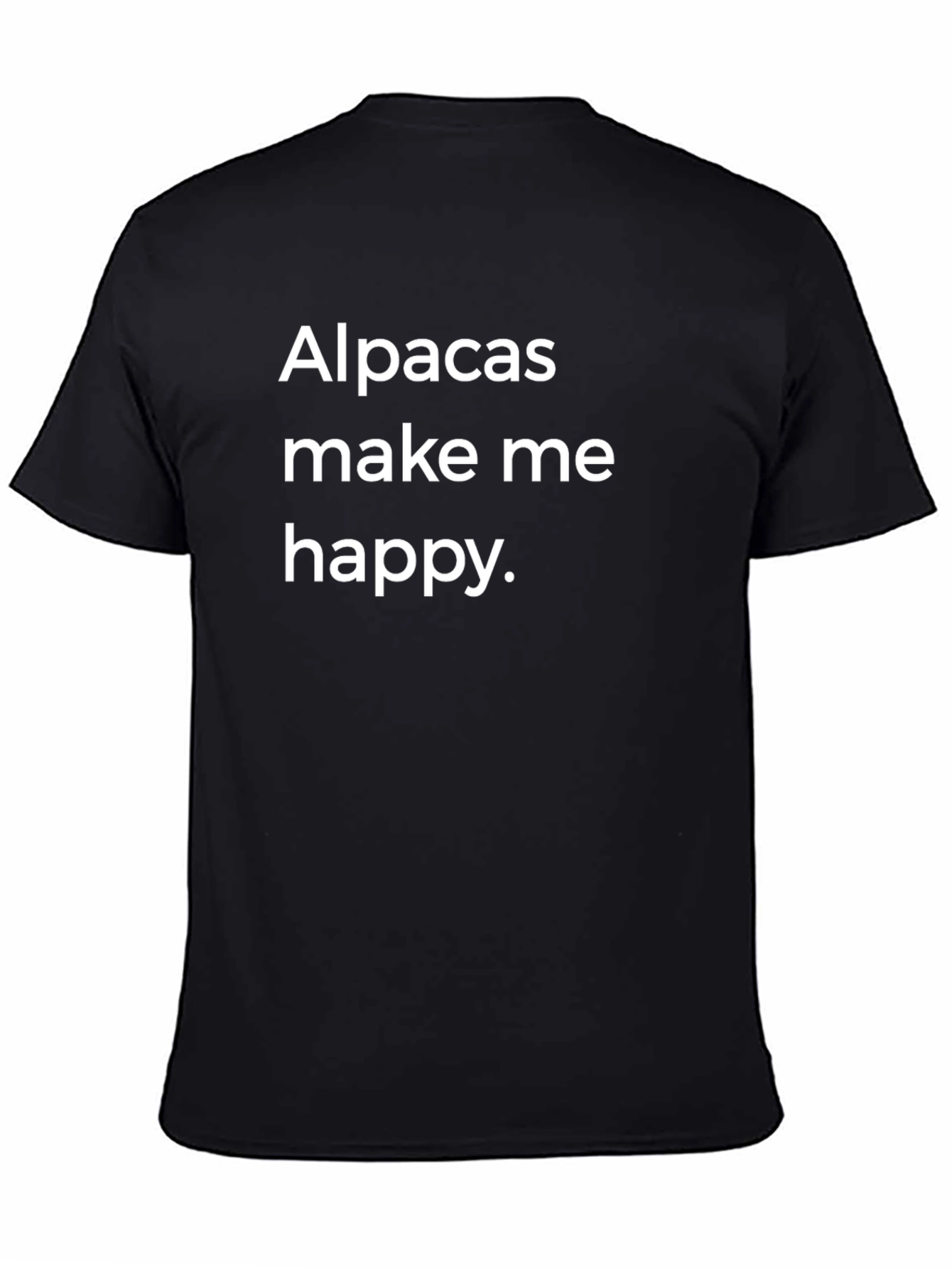Black Alpacas Make Me Happy T-Shirt - Black Crew Neck Tee view 4