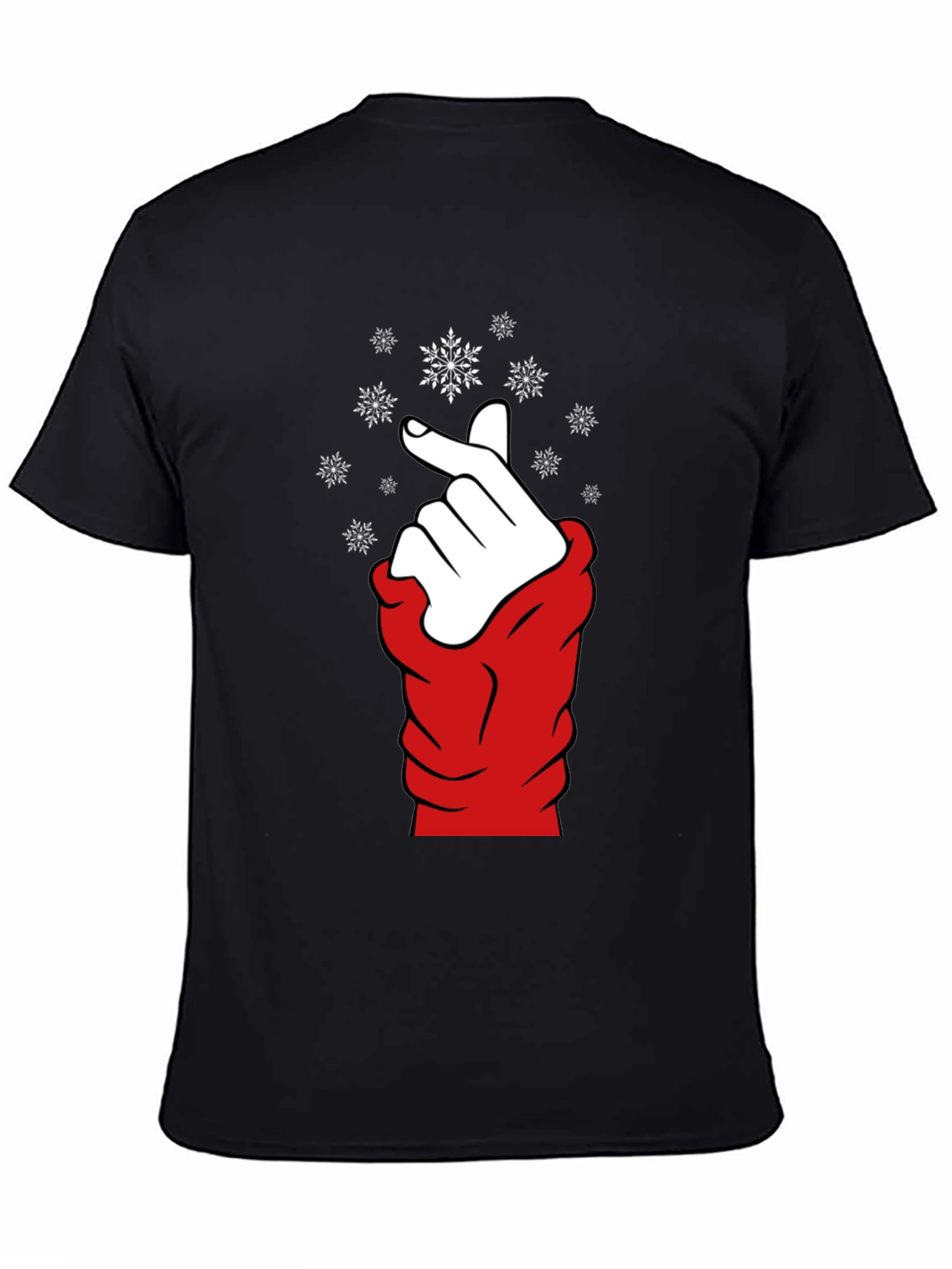 Black Heart Finger Snowflake Graphic Black T-Shirt view 4