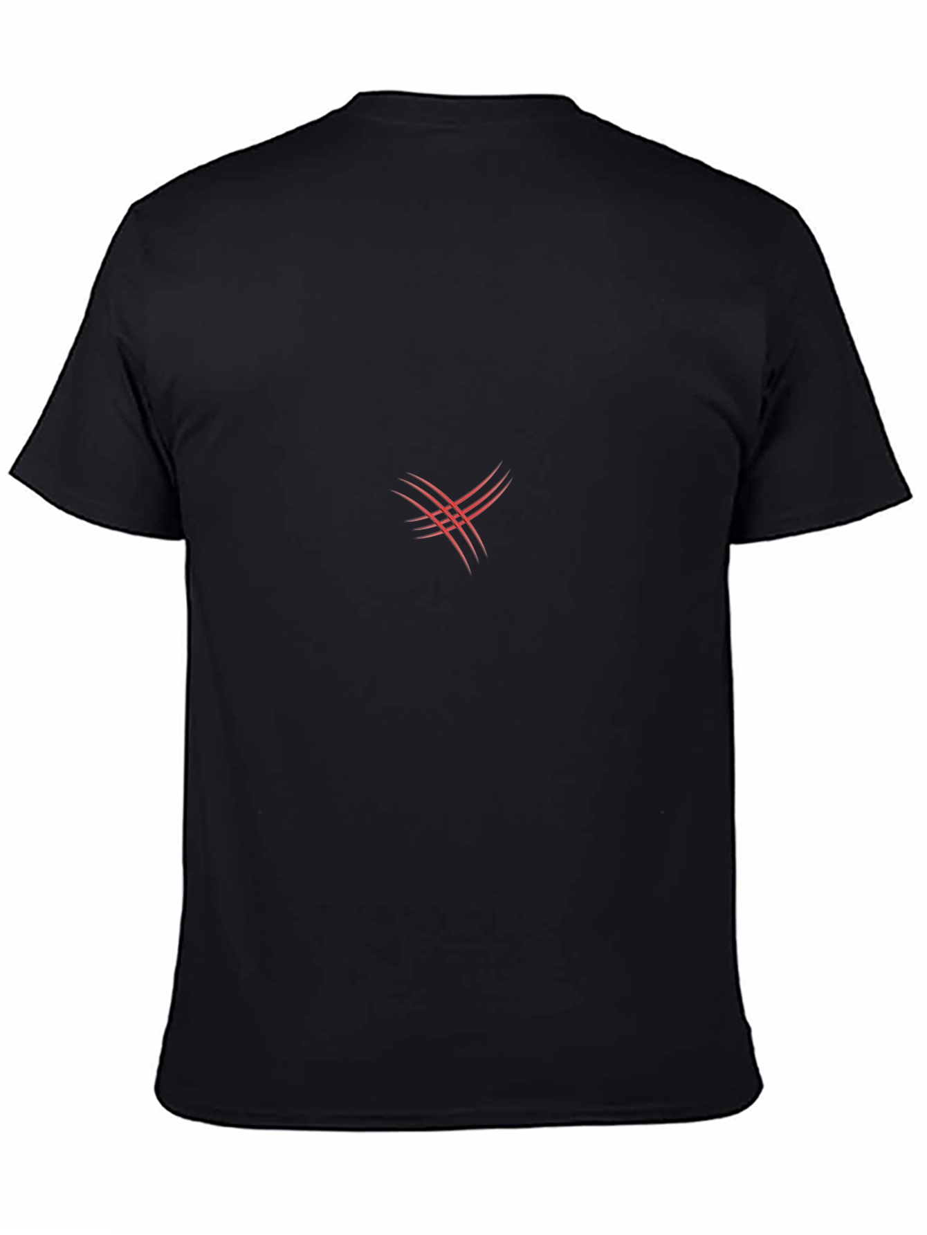 Black Men's Black T-Shirt with Abstract Red Design view 4