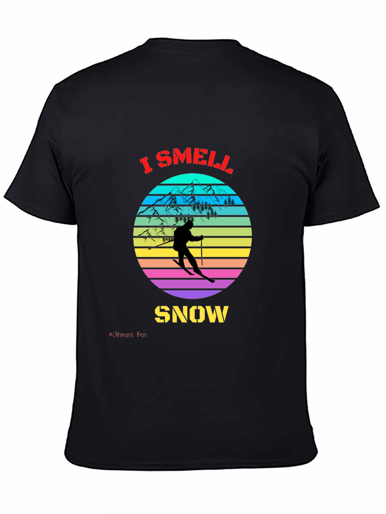 Black I Smell Snow Skiing T-Shirt view 4