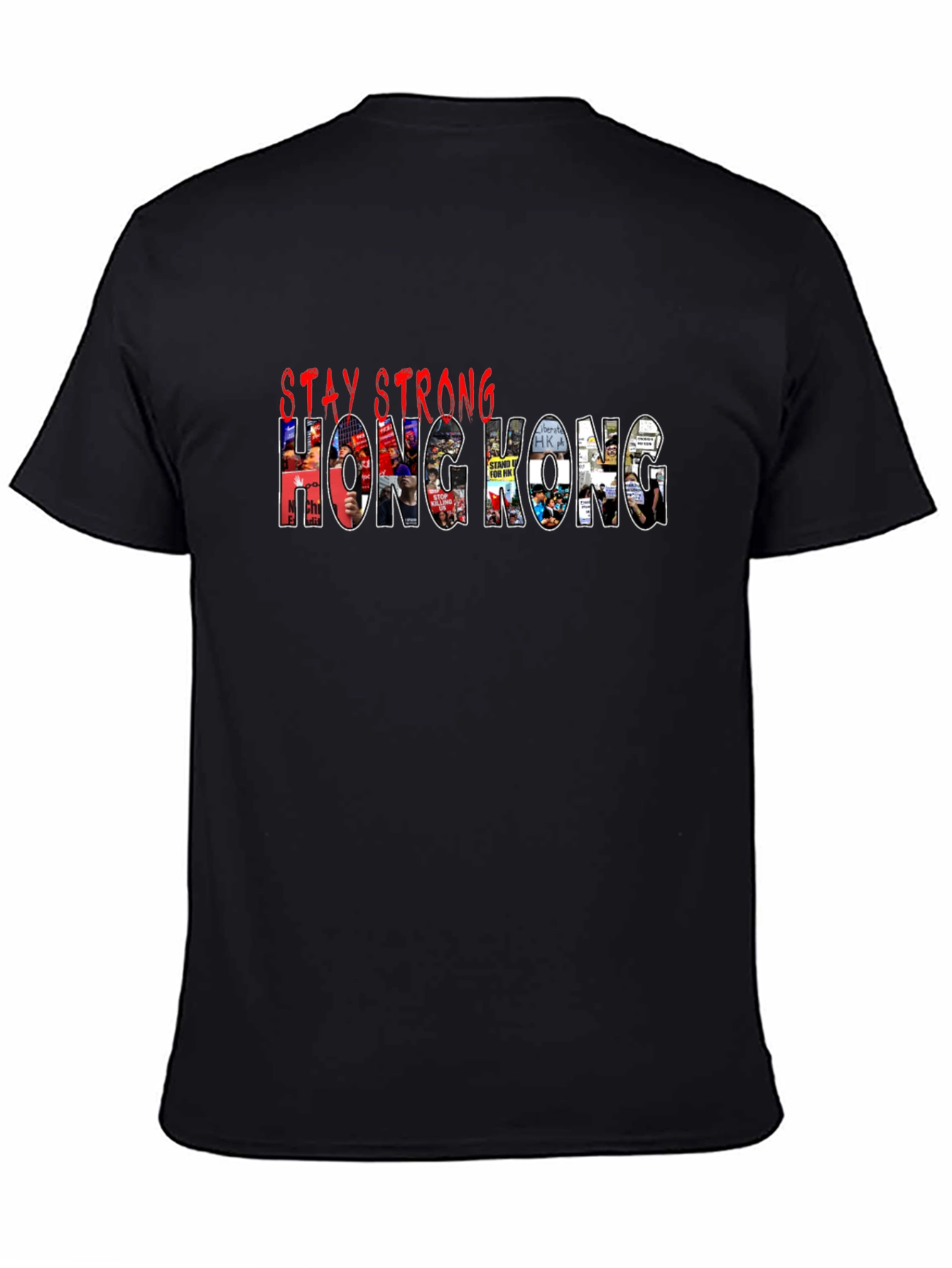 Black Stay Strong Hong Kong Graphic T-Shirt view 4