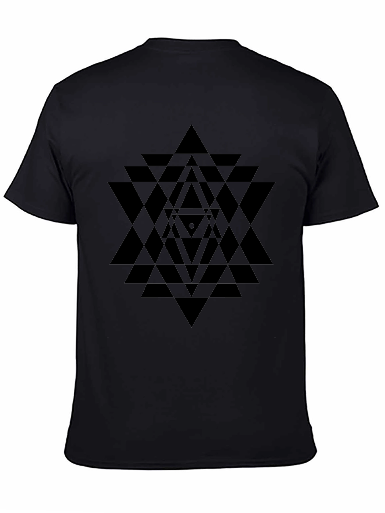 Black Geometric Pattern Black T-Shirt view 4