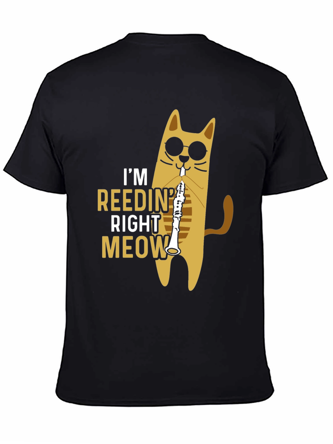 Black Cool Cat Reedin' Right Meow Black T-Shirt view 4