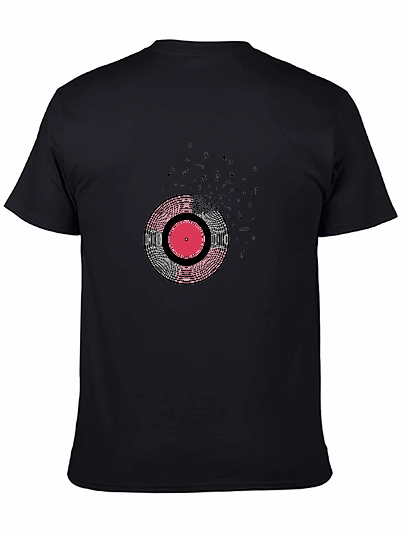 Black Vinyl Record Graphic Tee - Black Cotton Blend view 4
