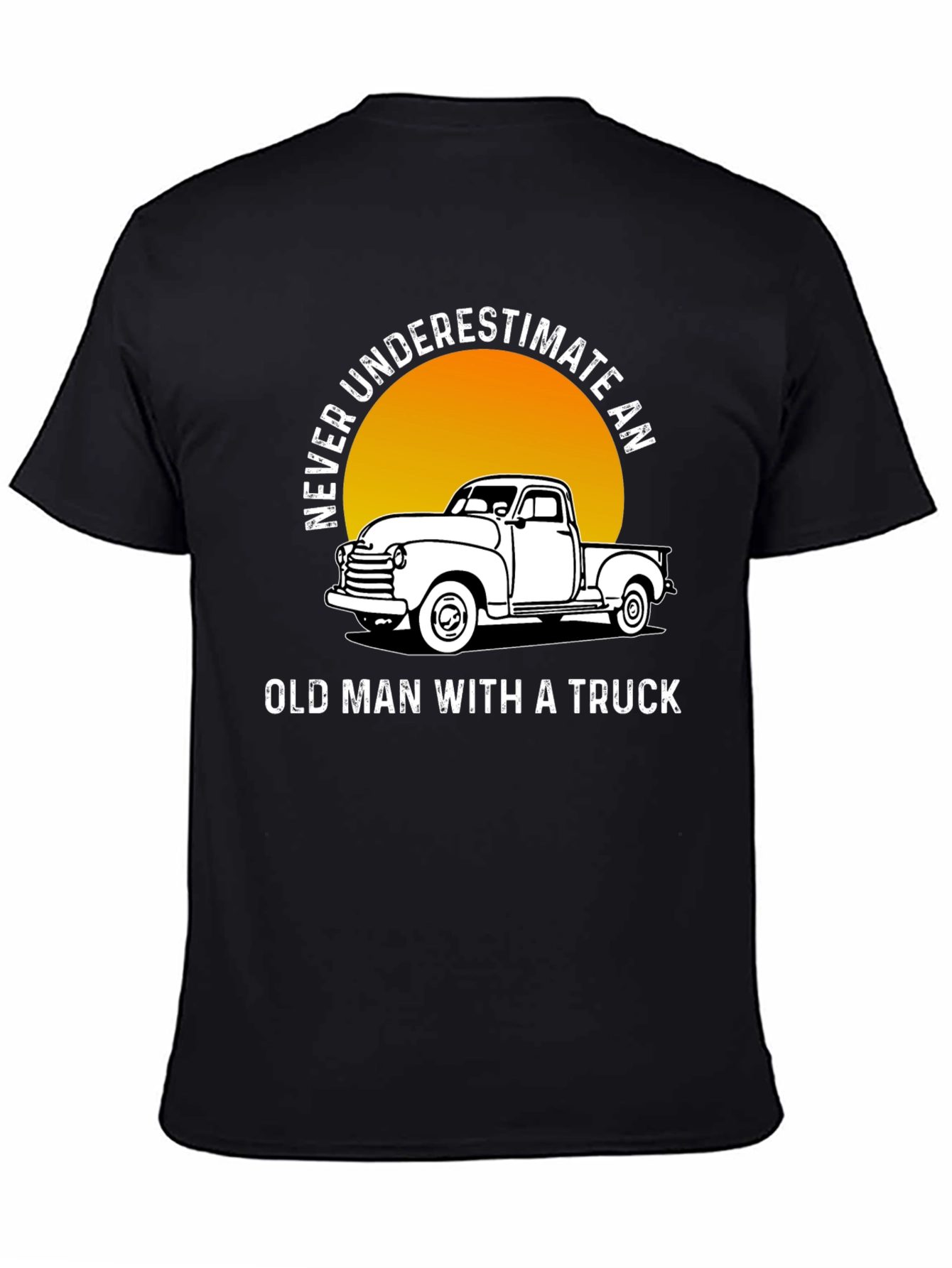 Black Never Underestimate Old Man Truck T-Shirt view 4