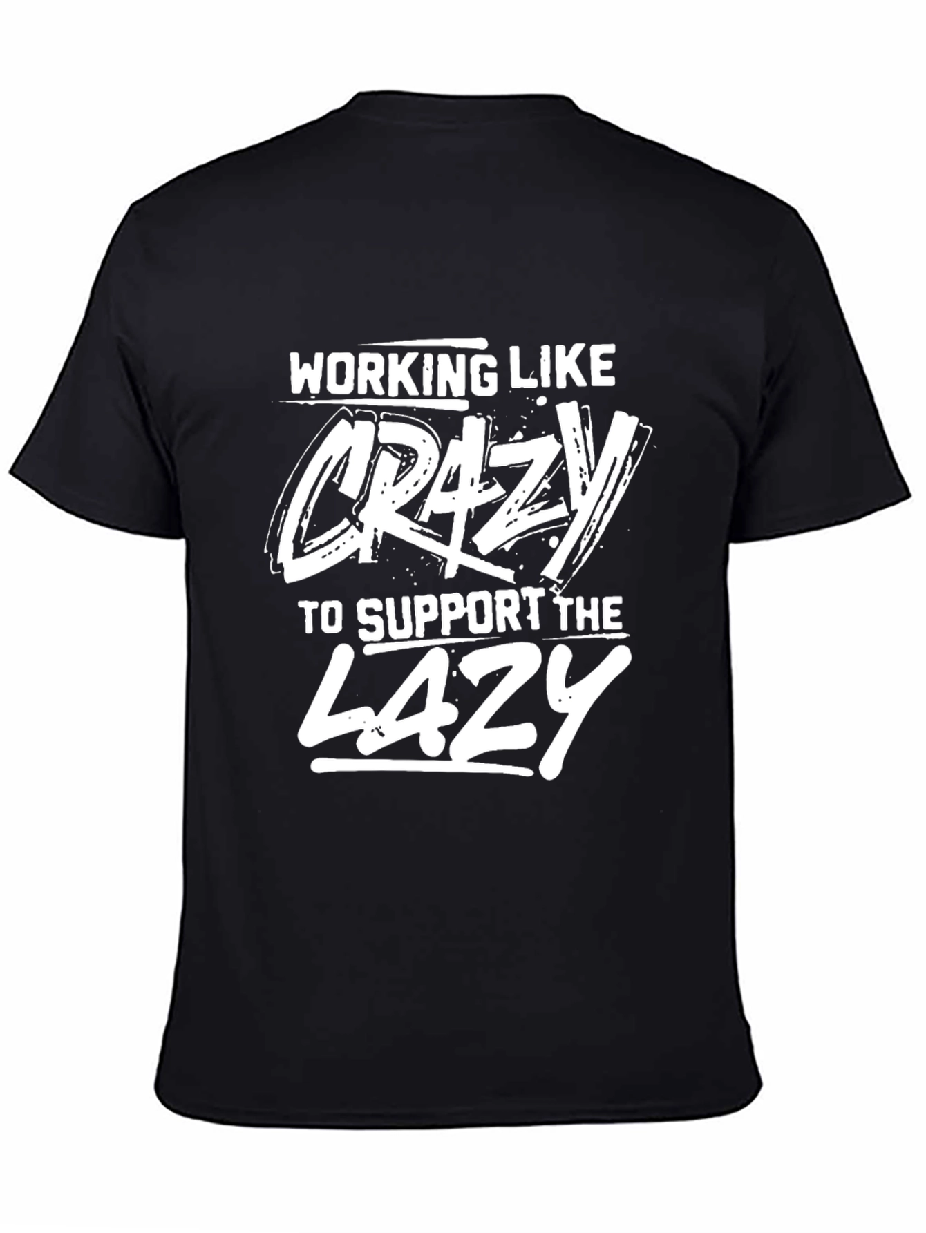 Black Working Like Crazy Black Graphic Tee view 4