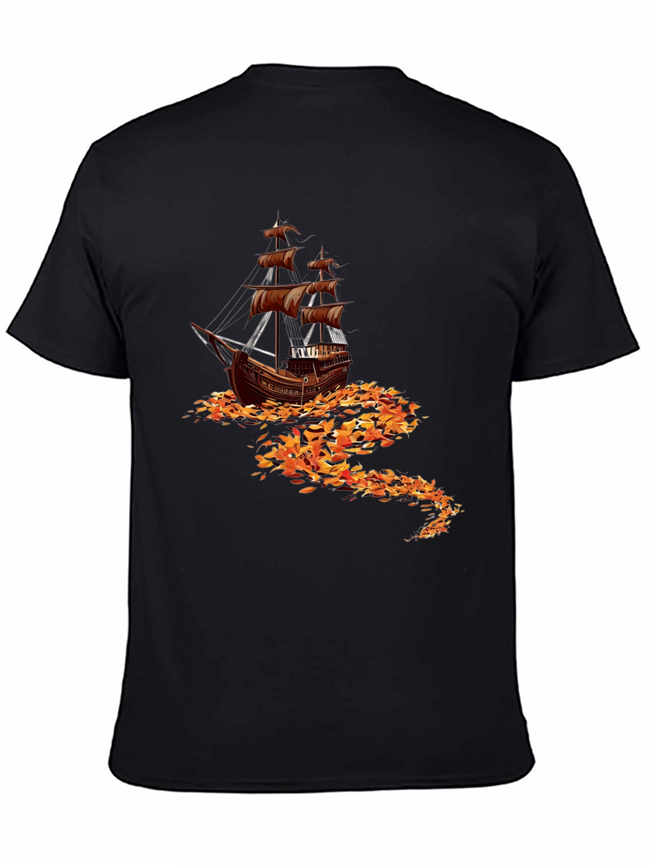 Black Nautical Ship Graphic Tee - Black Cotton Blend view 4