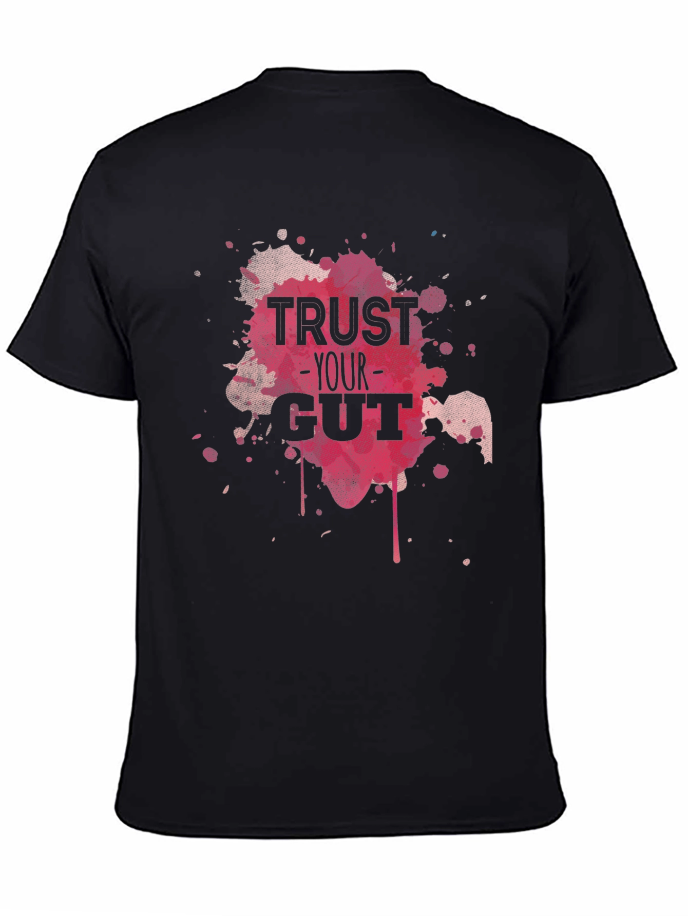 Black Trust Your Gut Graphic Tee - Black Cotton T-Shirt view 4