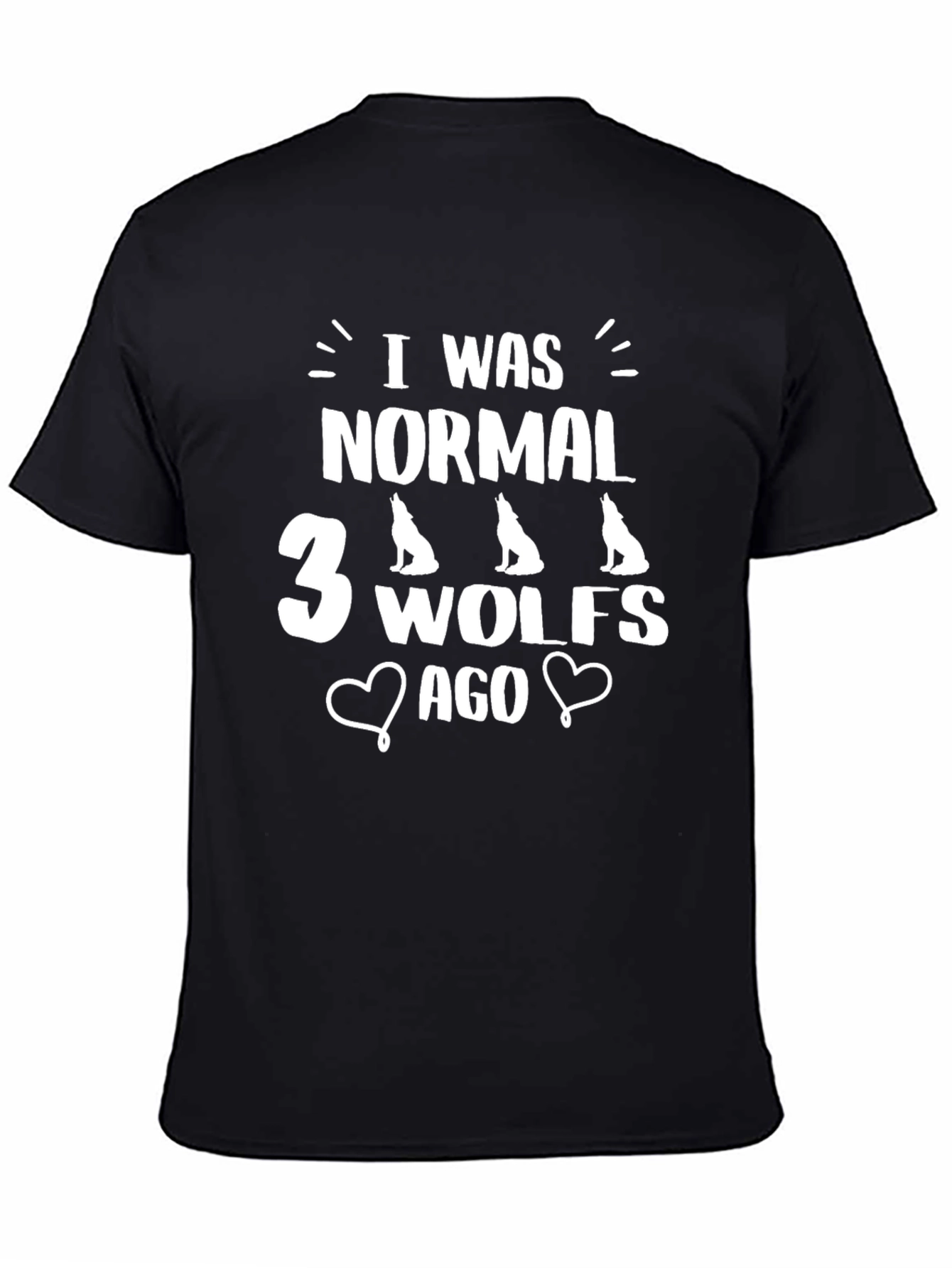 Black I Was Normal 3 Wolves Ago Novelty Graphic Tee view 4