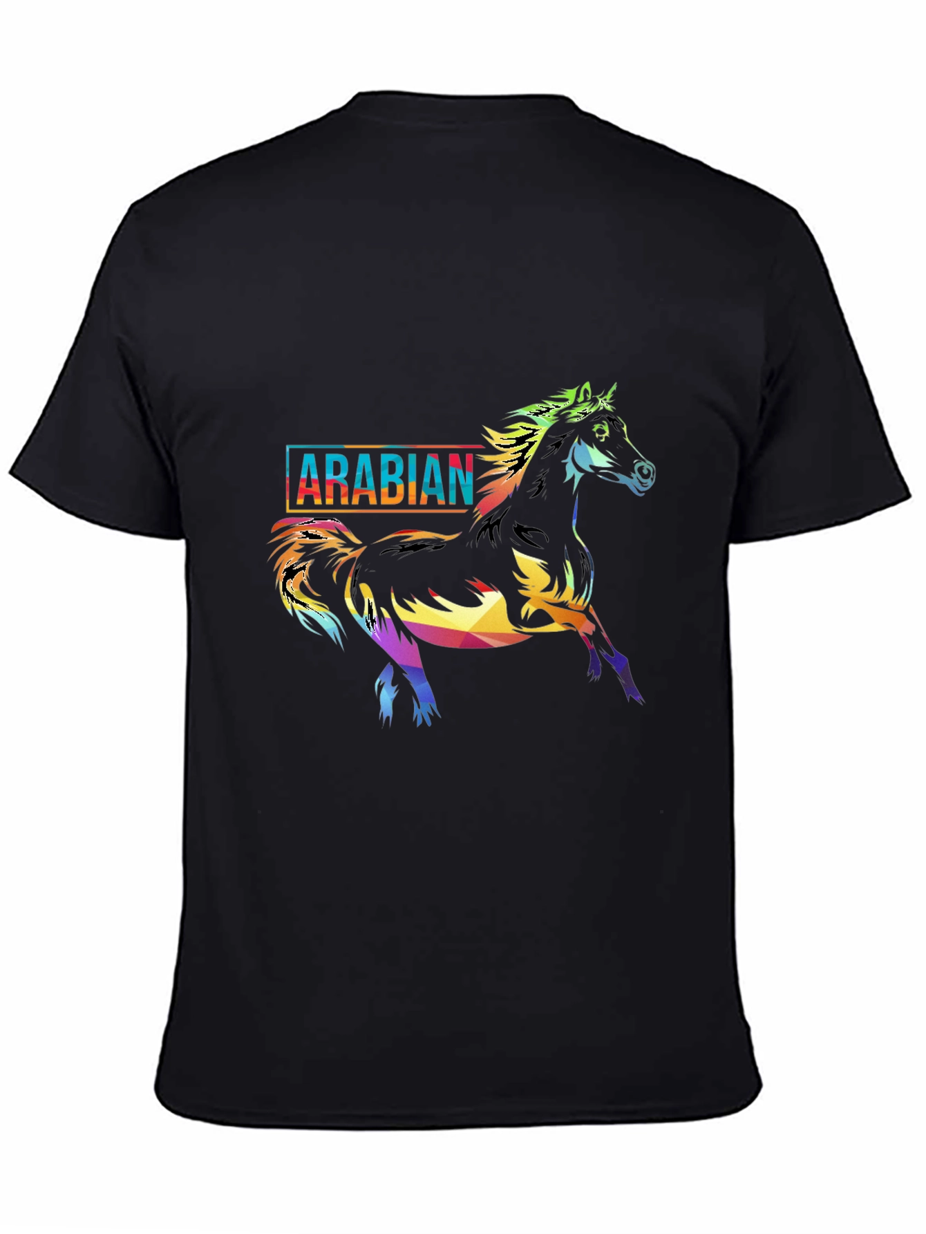 Black Colorful Arabian Horse Graphic Tee view 4