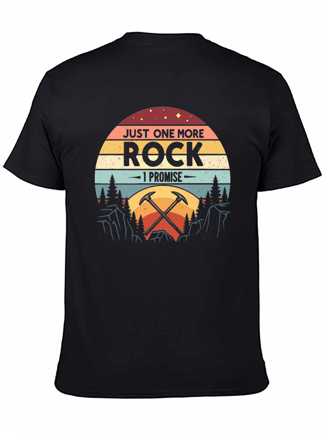 Black Just One More Rock T-Shirt - Funny Geology Tee view 4