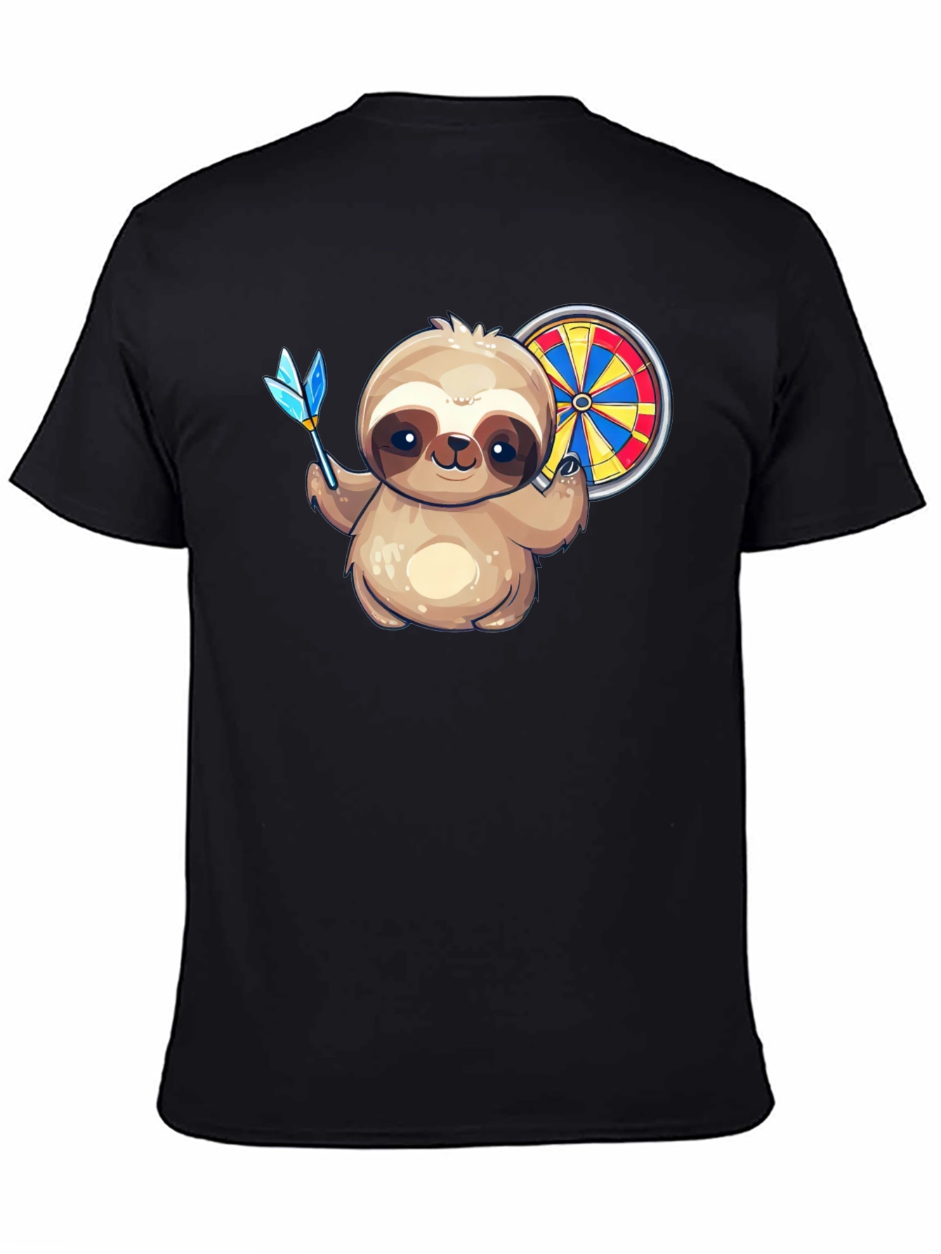 Black Sloth Dart T-Shirt - Novelty Graphic Tee for Dart Lovers view 4
