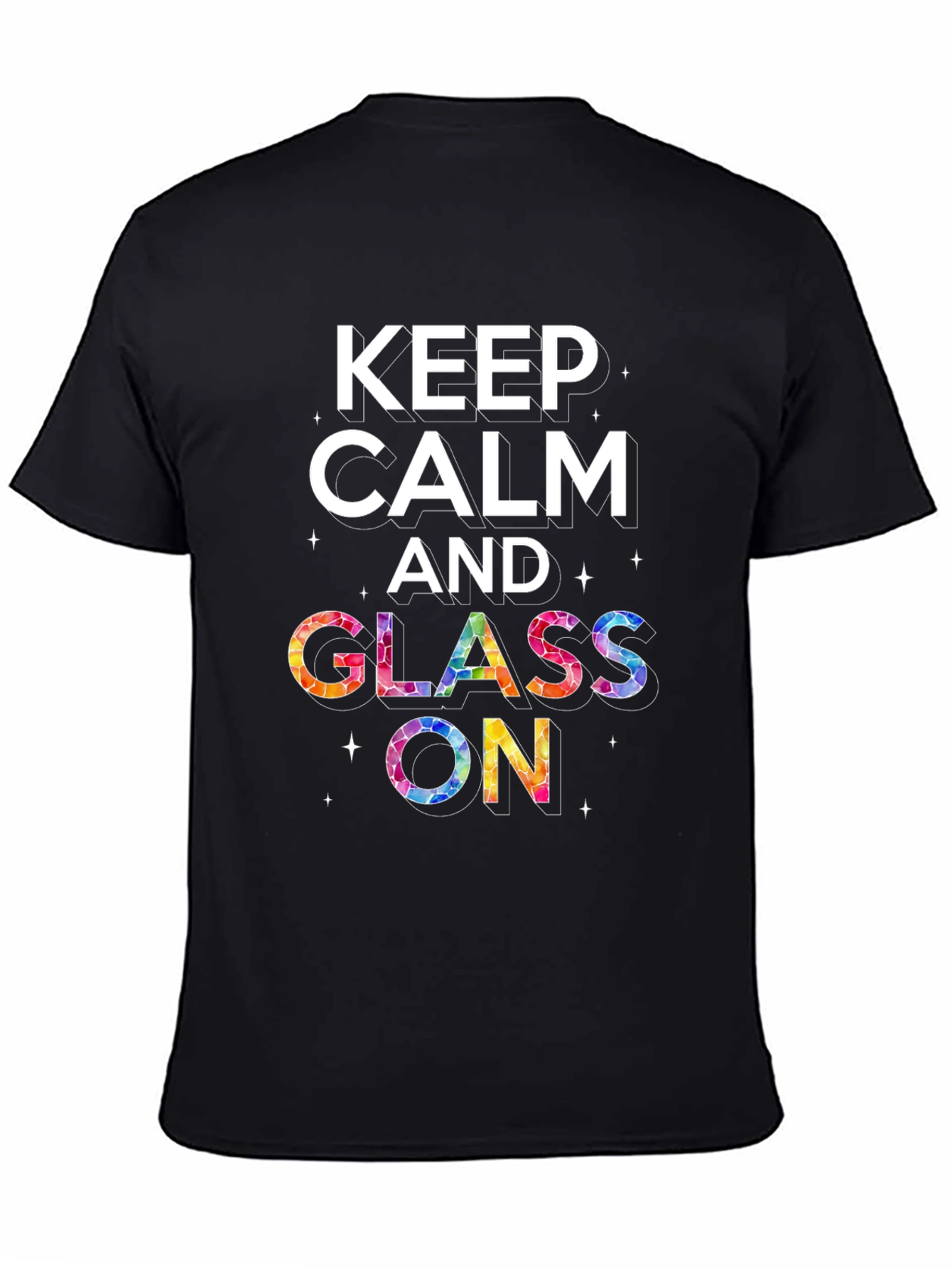 Black Keep Calm and Glass On Black Graphic Tee view 4