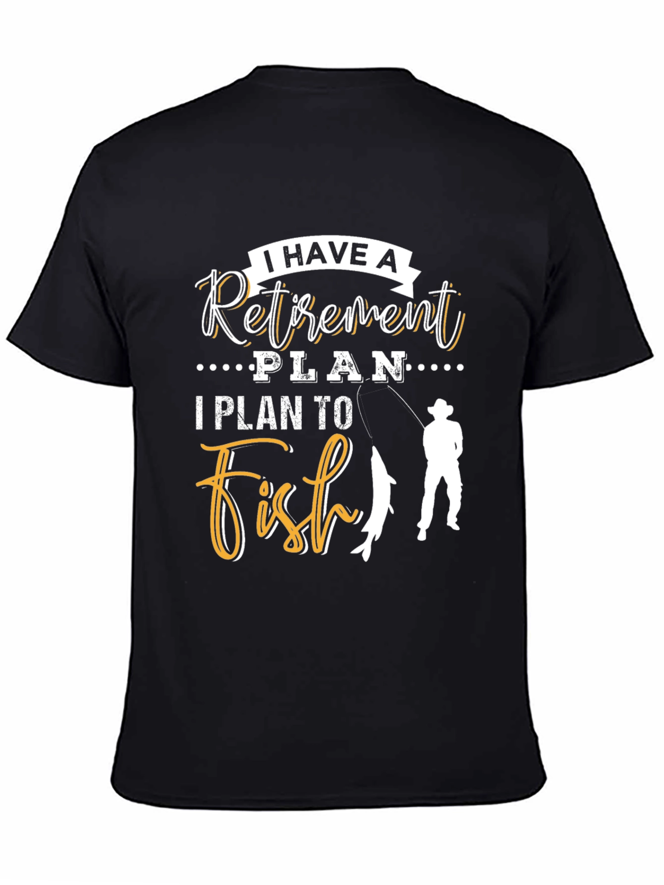 Black Retirement Plan Fishing T-Shirt view 4