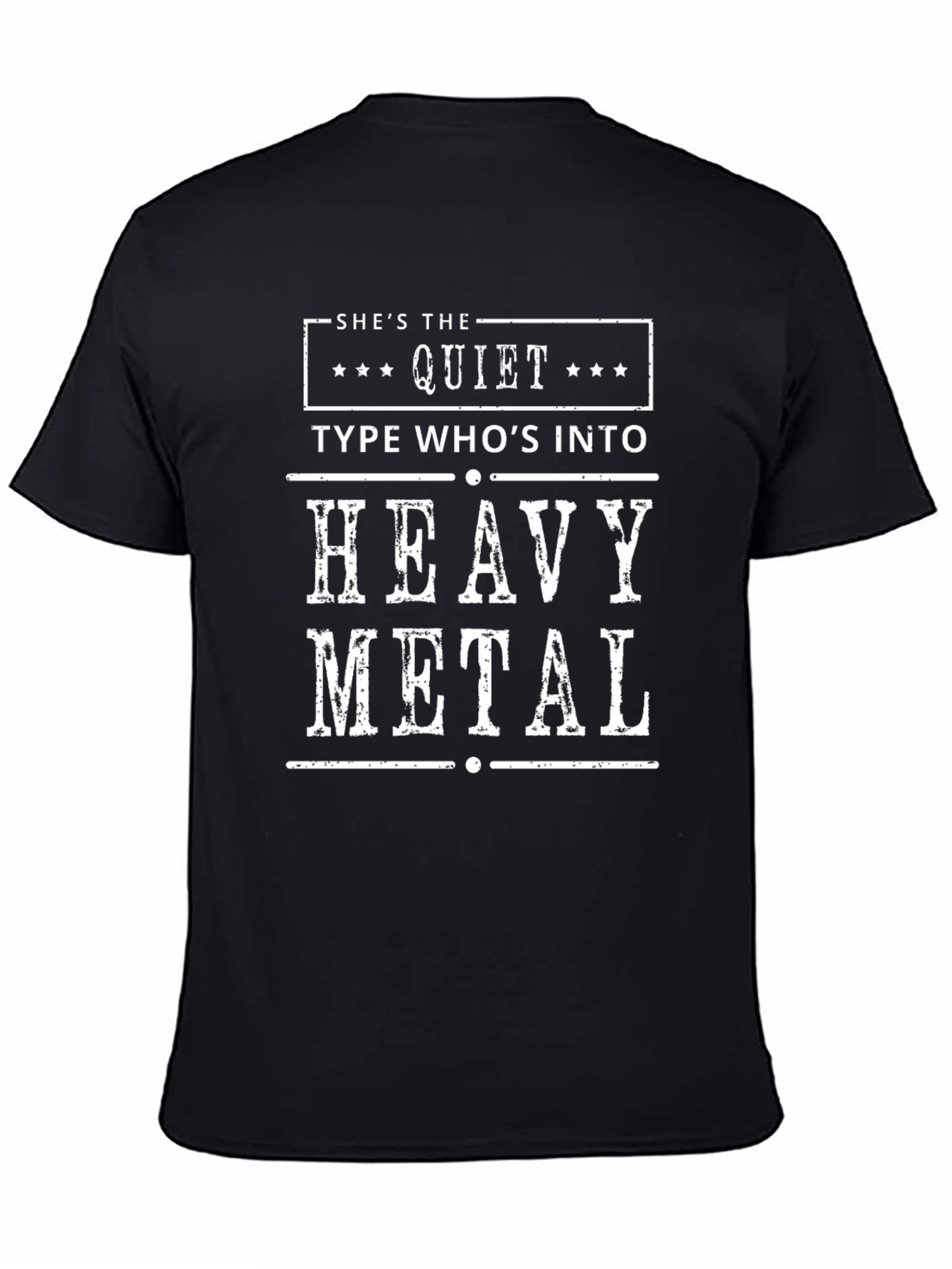 Black Heavy Metal T-Shirt - She's The Quiet Type Graphic Tee view 4