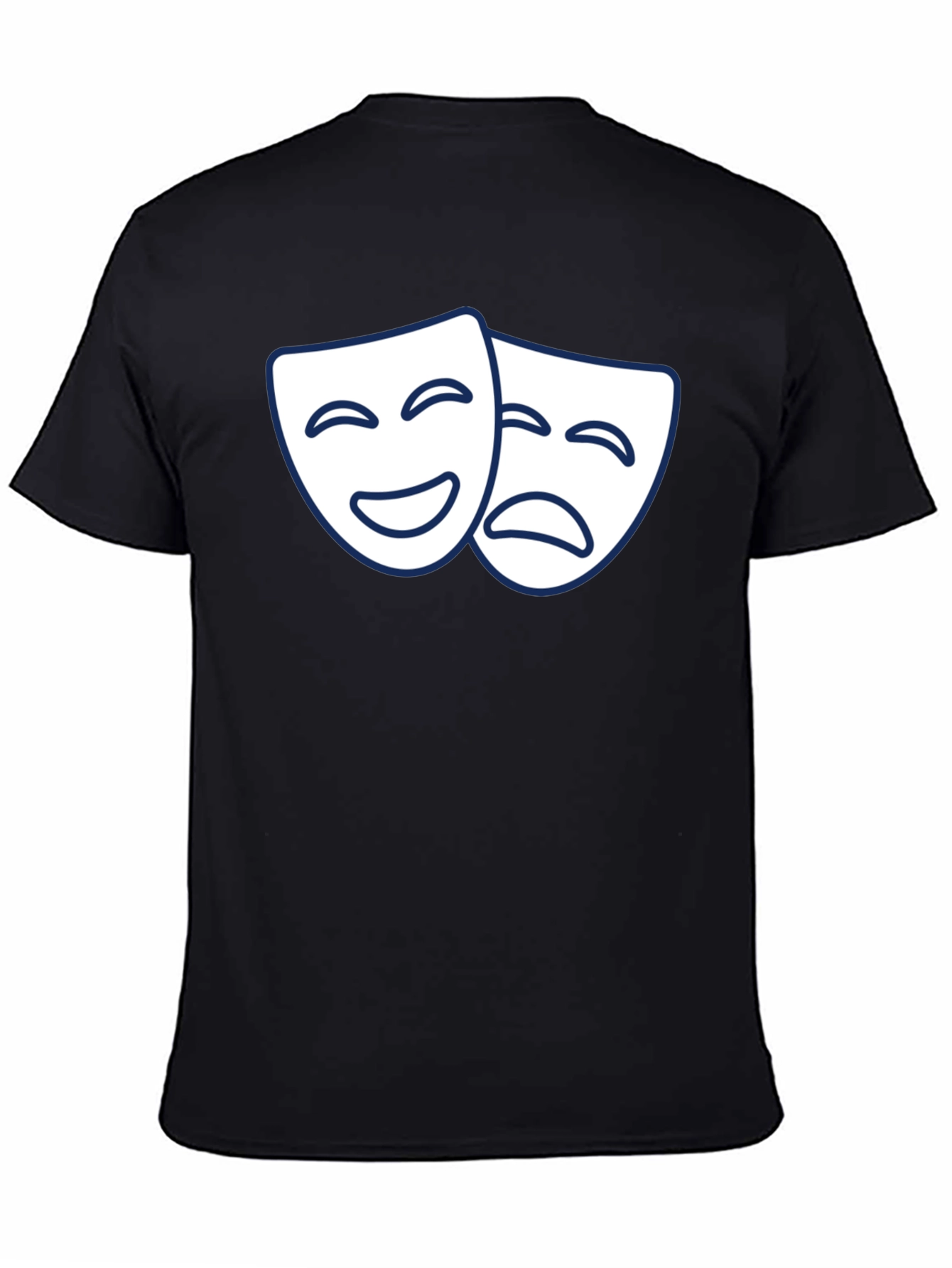 Black Comedy Tragedy Masks Graphic T-Shirt - Black view 4