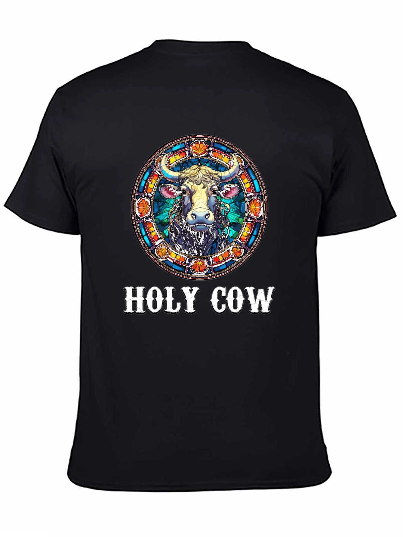 Black Holy Cow Graphic Tee - Funny Animal T-Shirt view 4