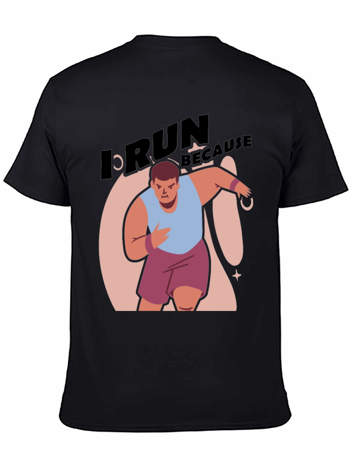 Black I Run Because Funny Graphic T-Shirt view 4