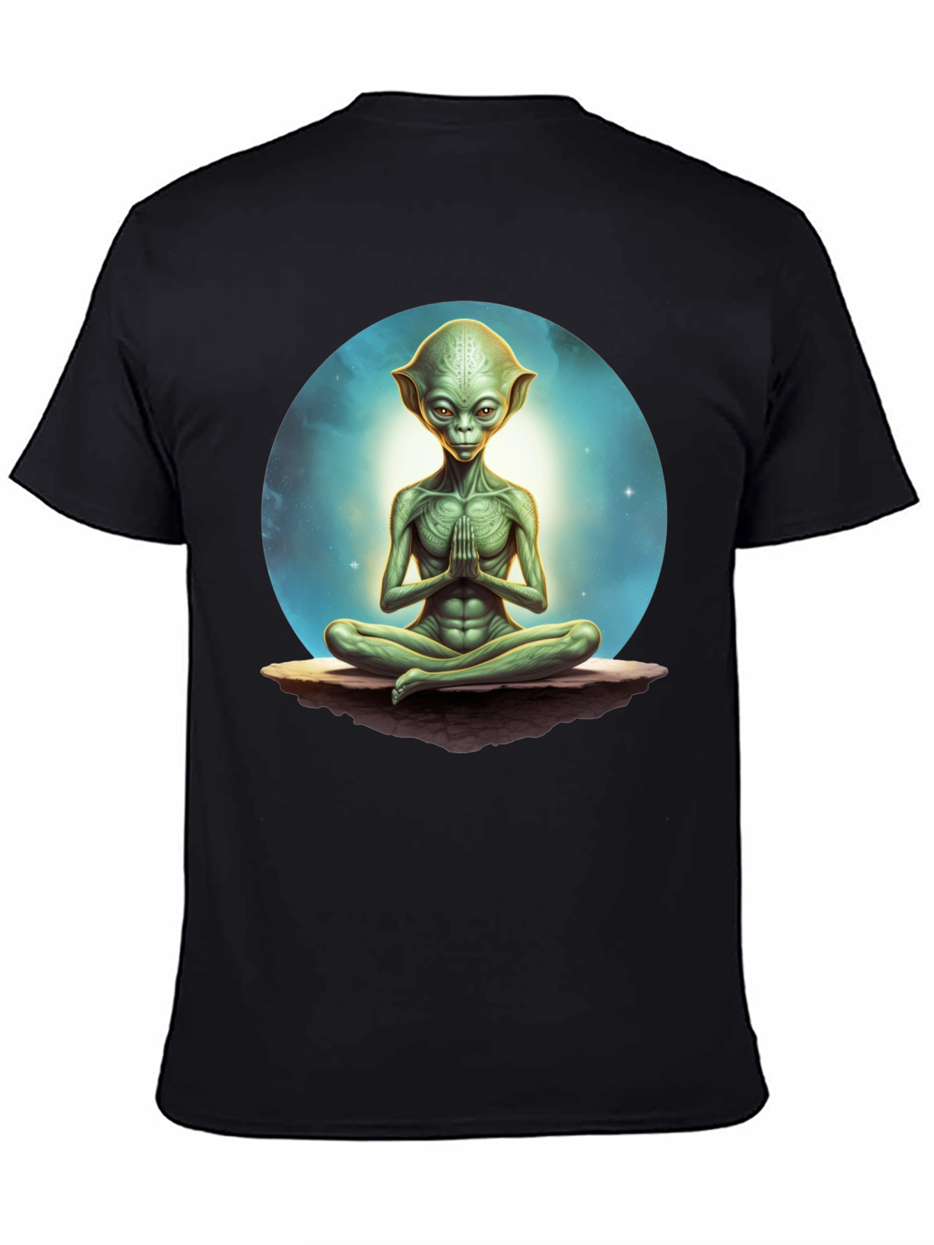 Black Meditating Alien Graphic Tee - Black view 4