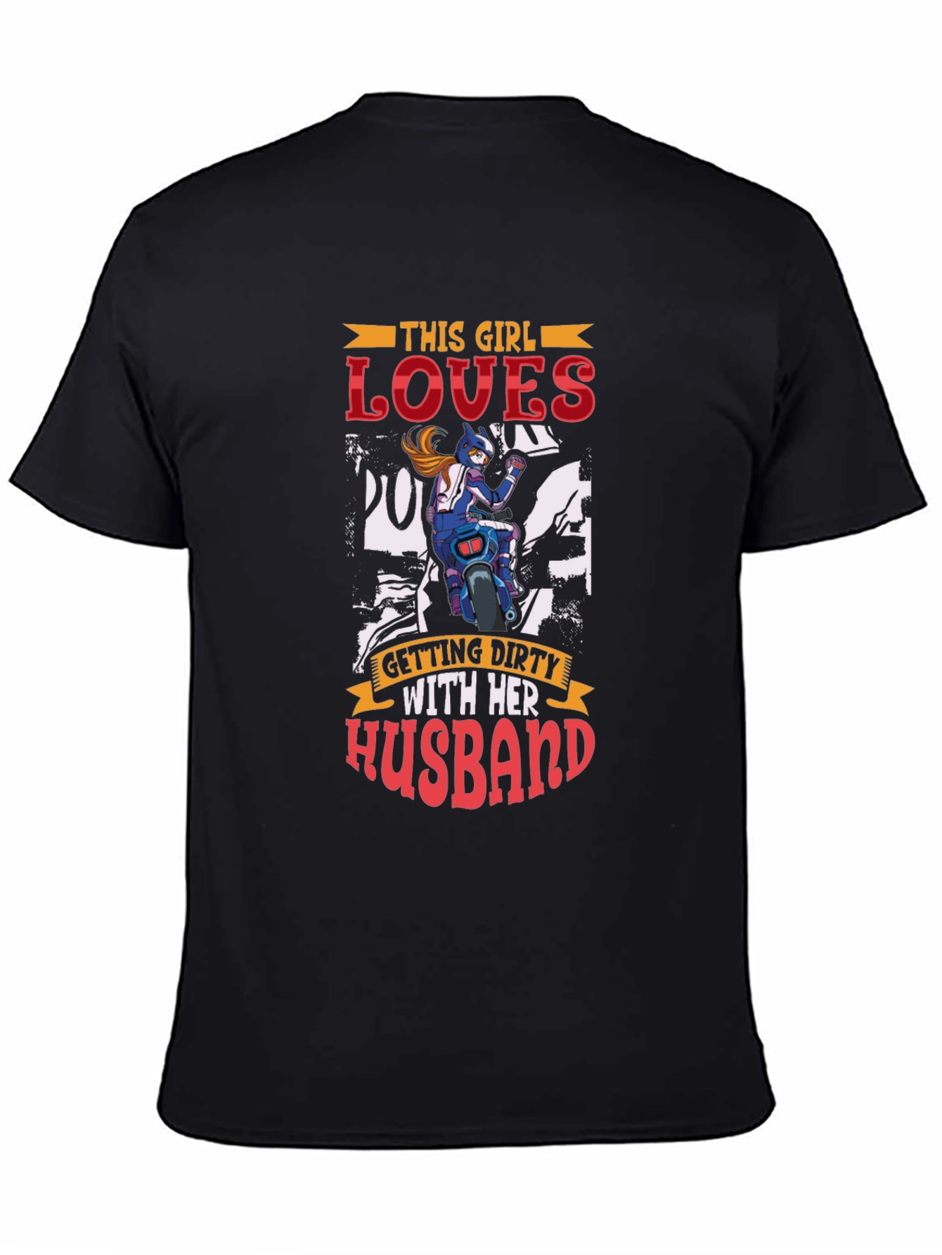 Black Motorcycle Loving Girl's T-Shirt view 4