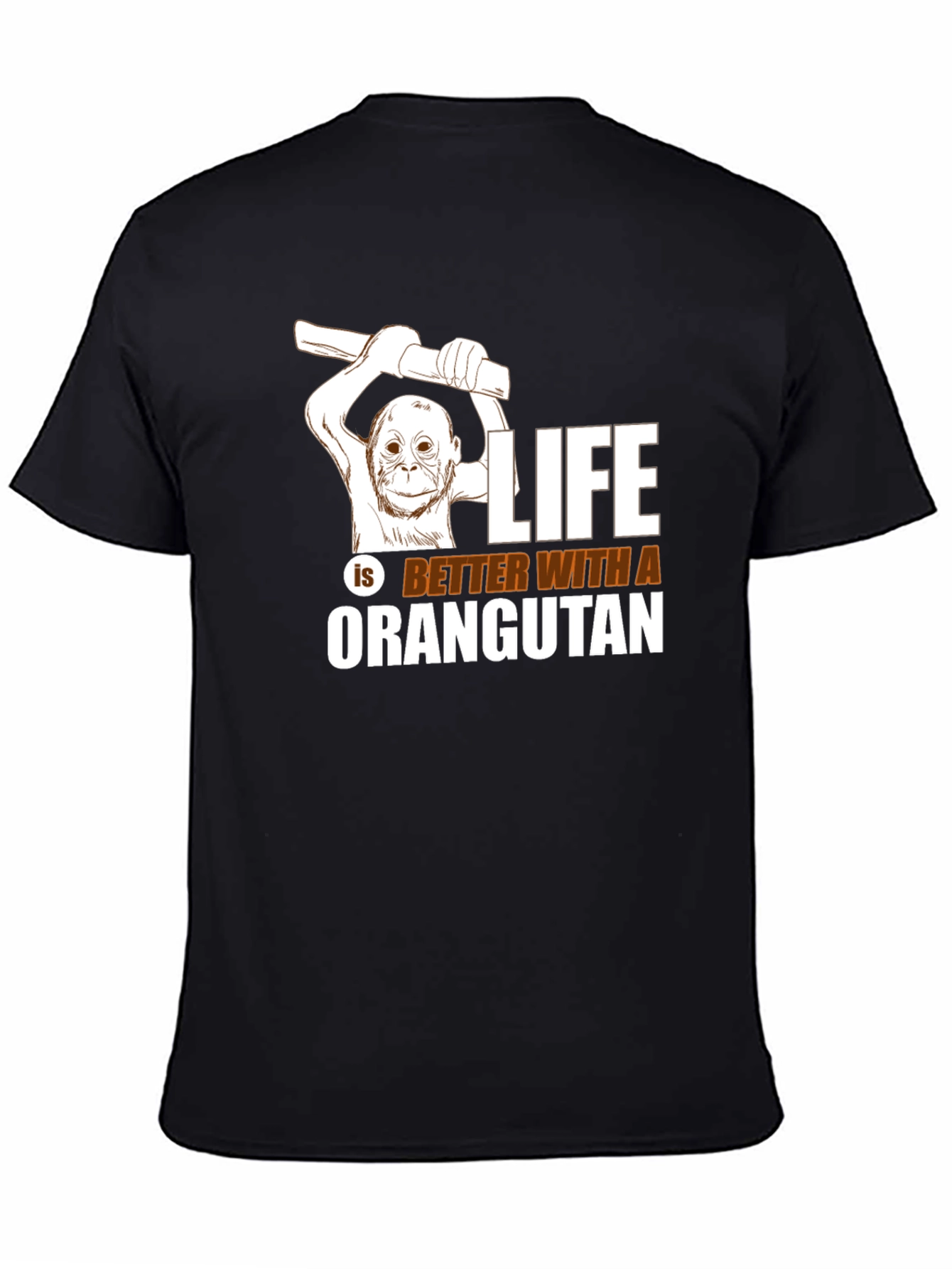 Black Orangutan Graphic Tee - Life is Better T-Shirt view 4
