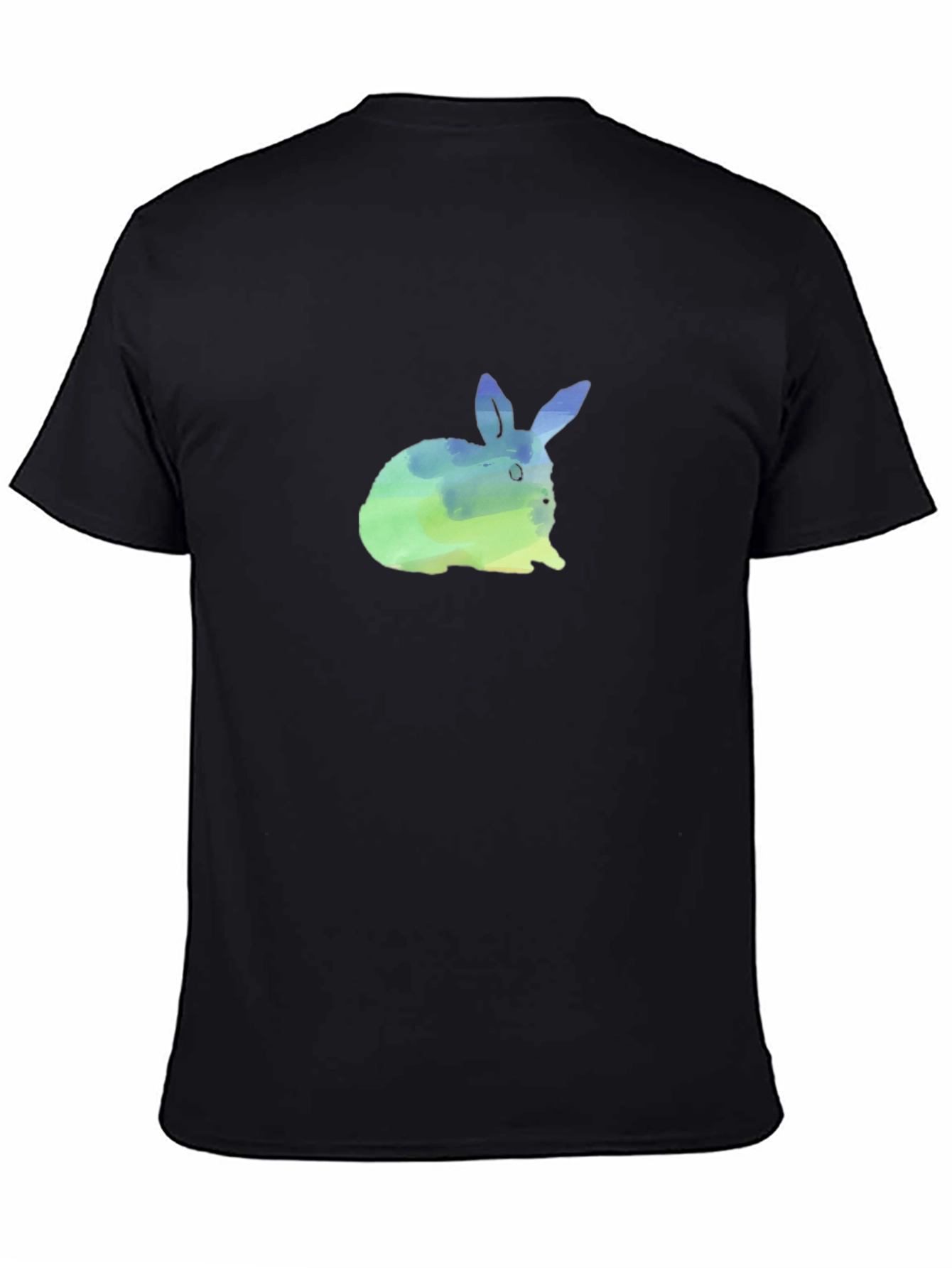 Black Watercolor Bunny Graphic Tee - Soft Cotton Comfort view 4