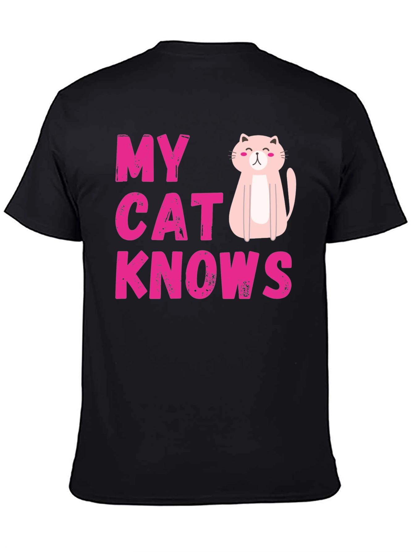 Black My Cat Knows T-Shirt - Cute Pink Graphic Tee view 4
