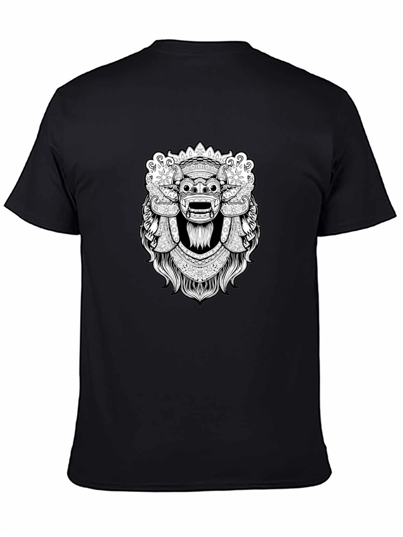 Black Black Graphic Tee - Balinese Barong Mask Design view 4