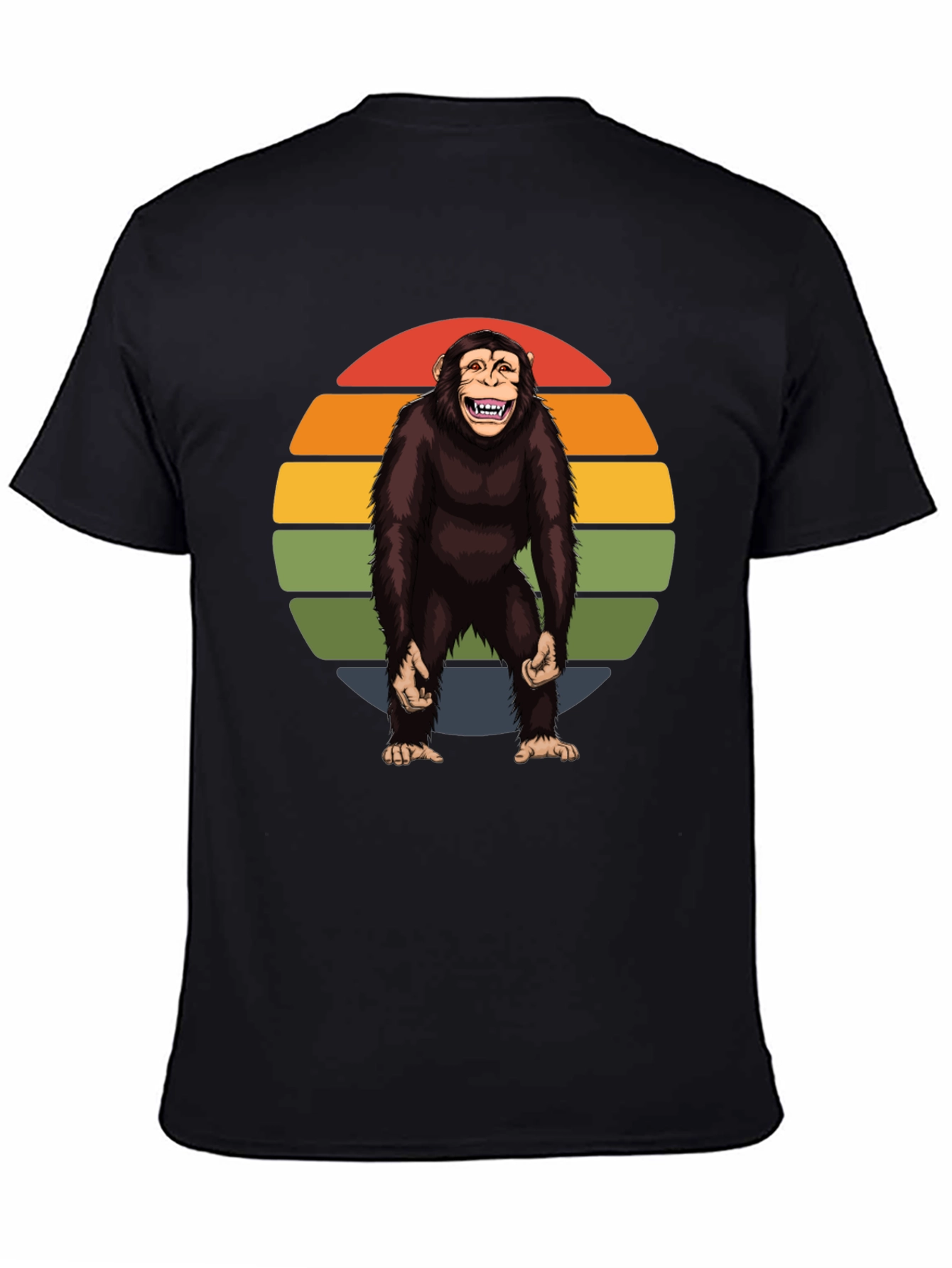 Black Retro Monkey Graphic Tee - Hilarious Ape Design view 4