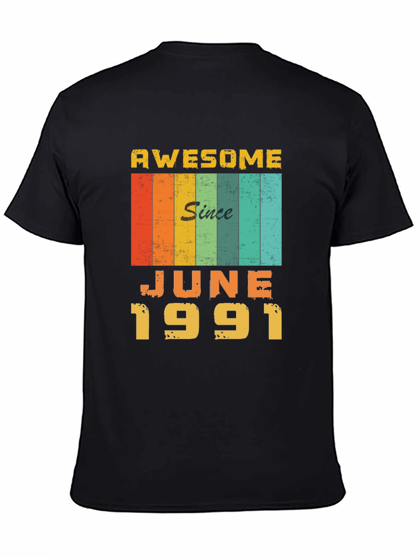 Black Awesome Since June 1991 Birthday T-Shirt view 4